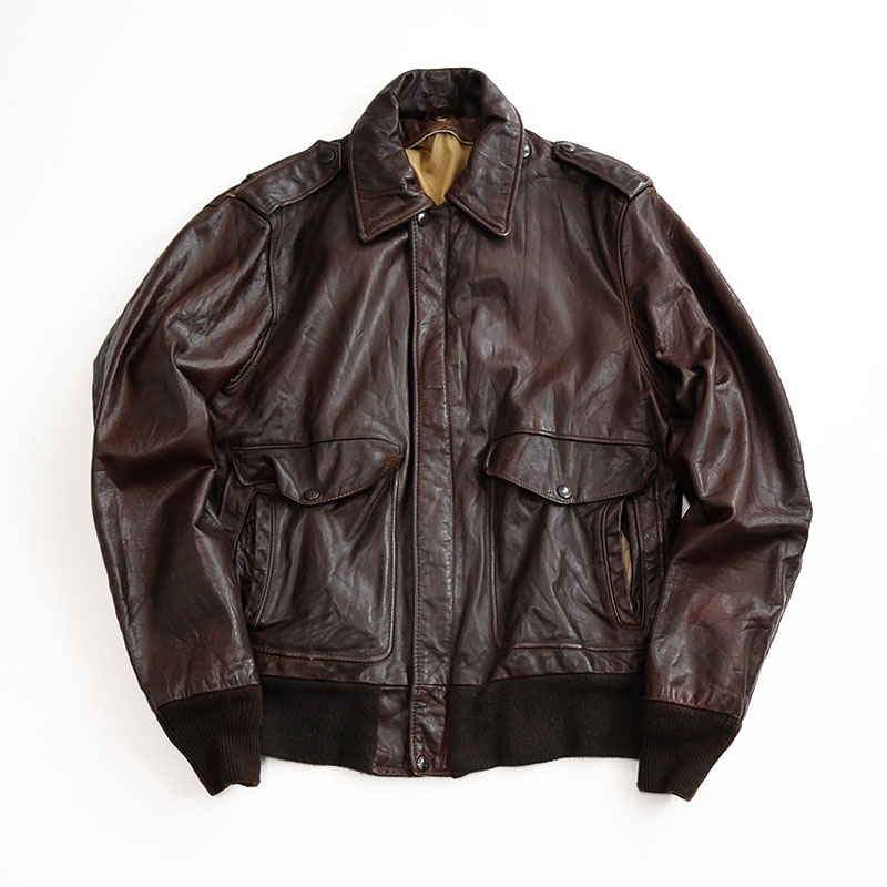 80's SCHOTT LEATHER A-2 style ZIP JACKET,USED/VINTAGE (Men's