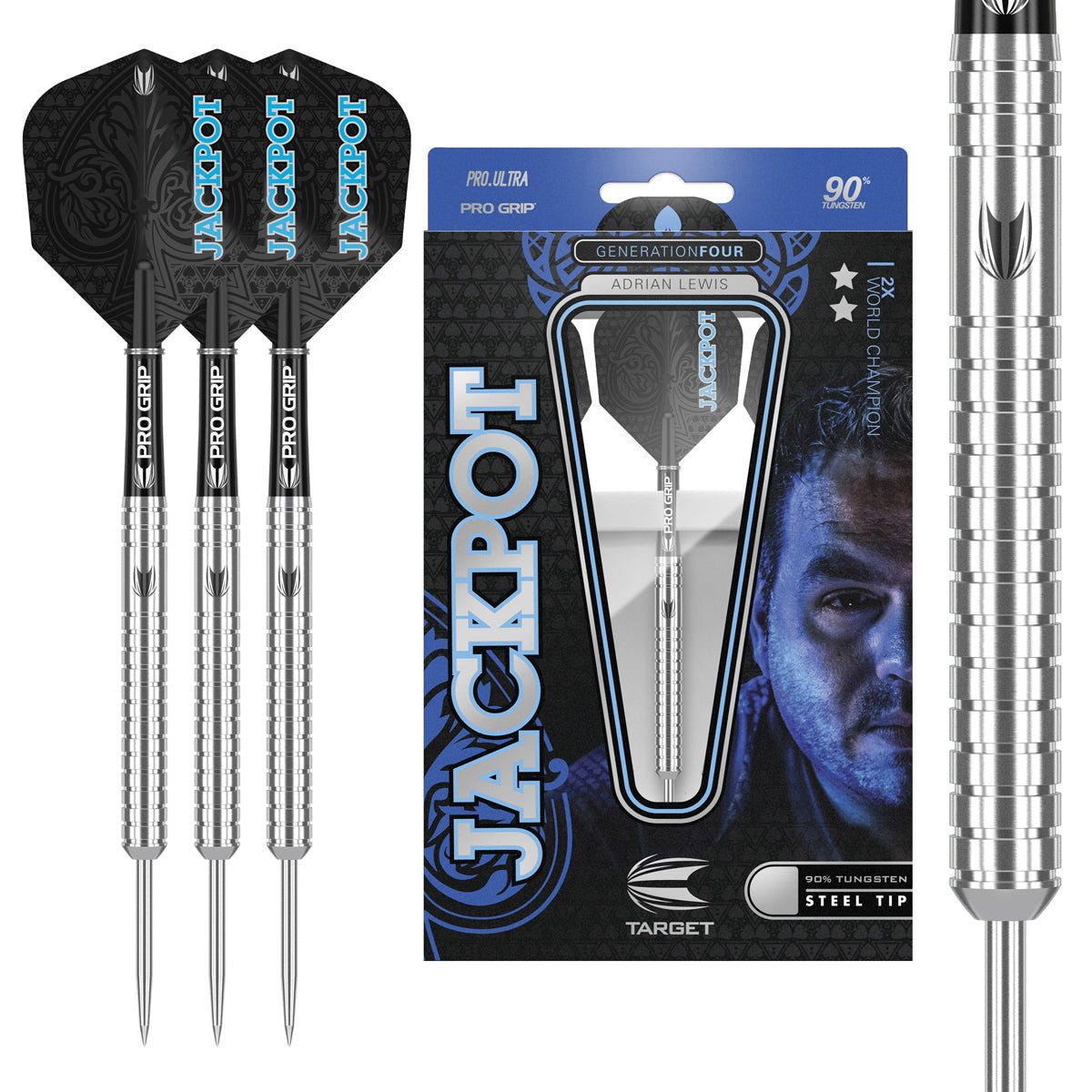 Adrian Lewis G4 90% Tungsten Steel Tip Darts by Target – Double
