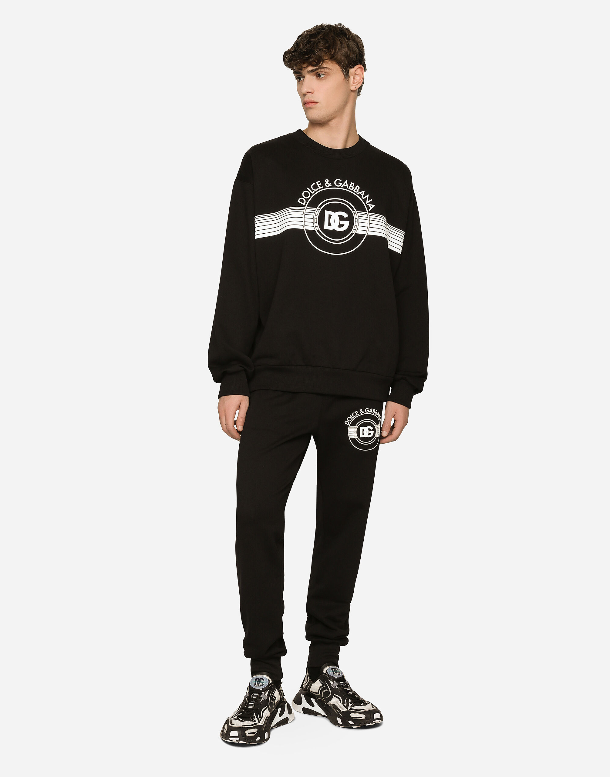 Jersey sweatshirt with DG logo print in Black for Men