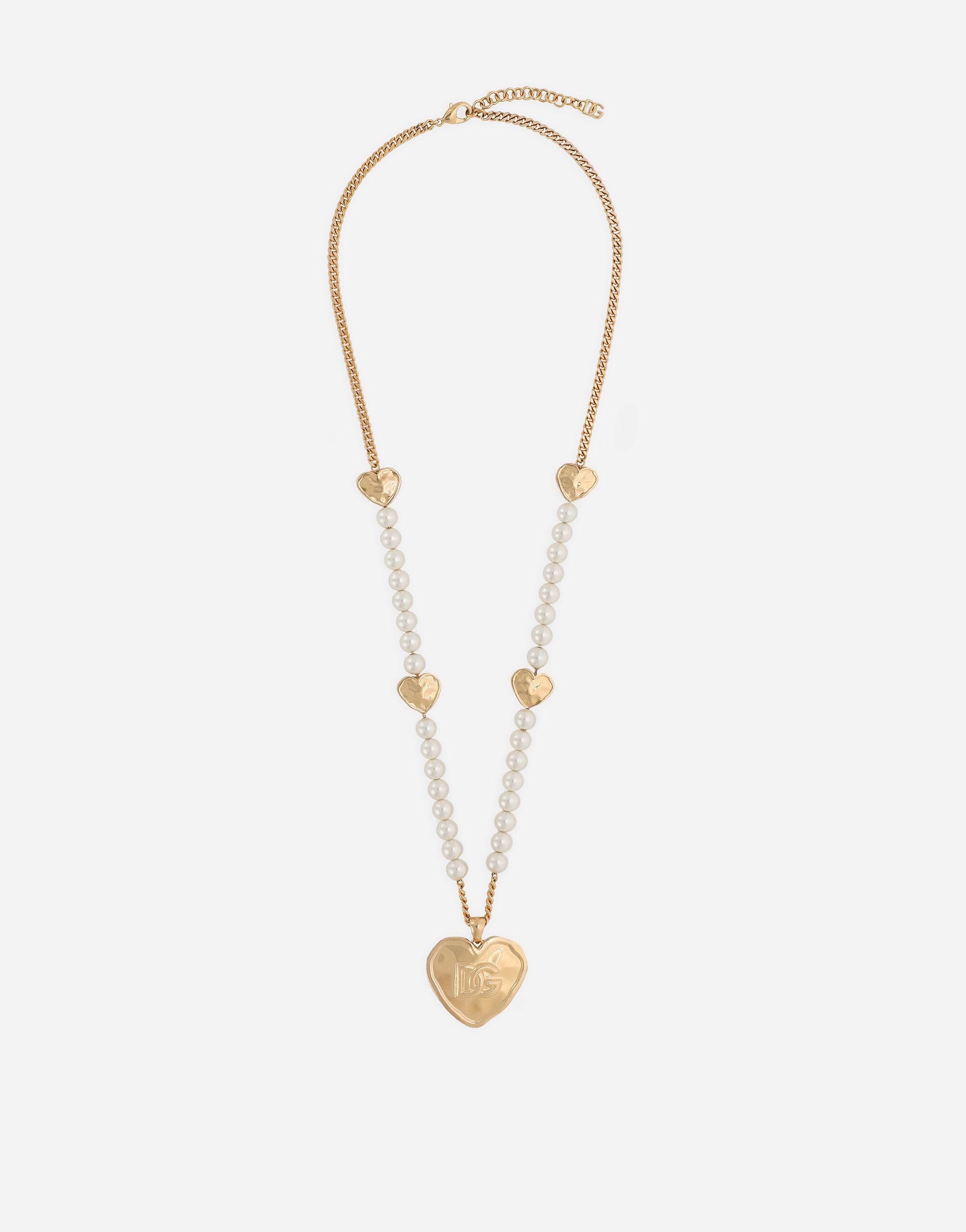 Necklace with DG logo and heart pendant in Gold for Women