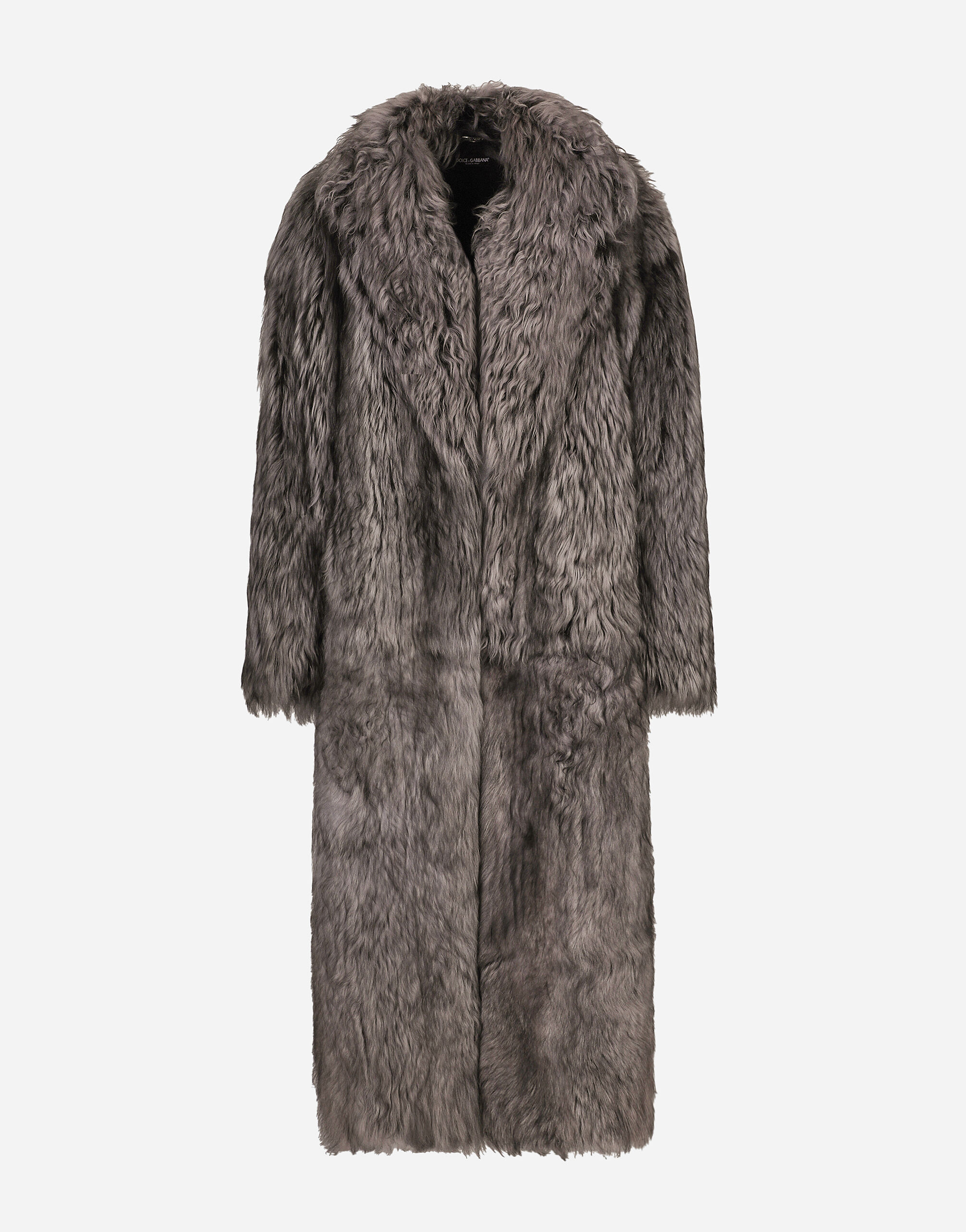 Long-haired shearling coat in Grey for Men | Dolce&Gabbana® US