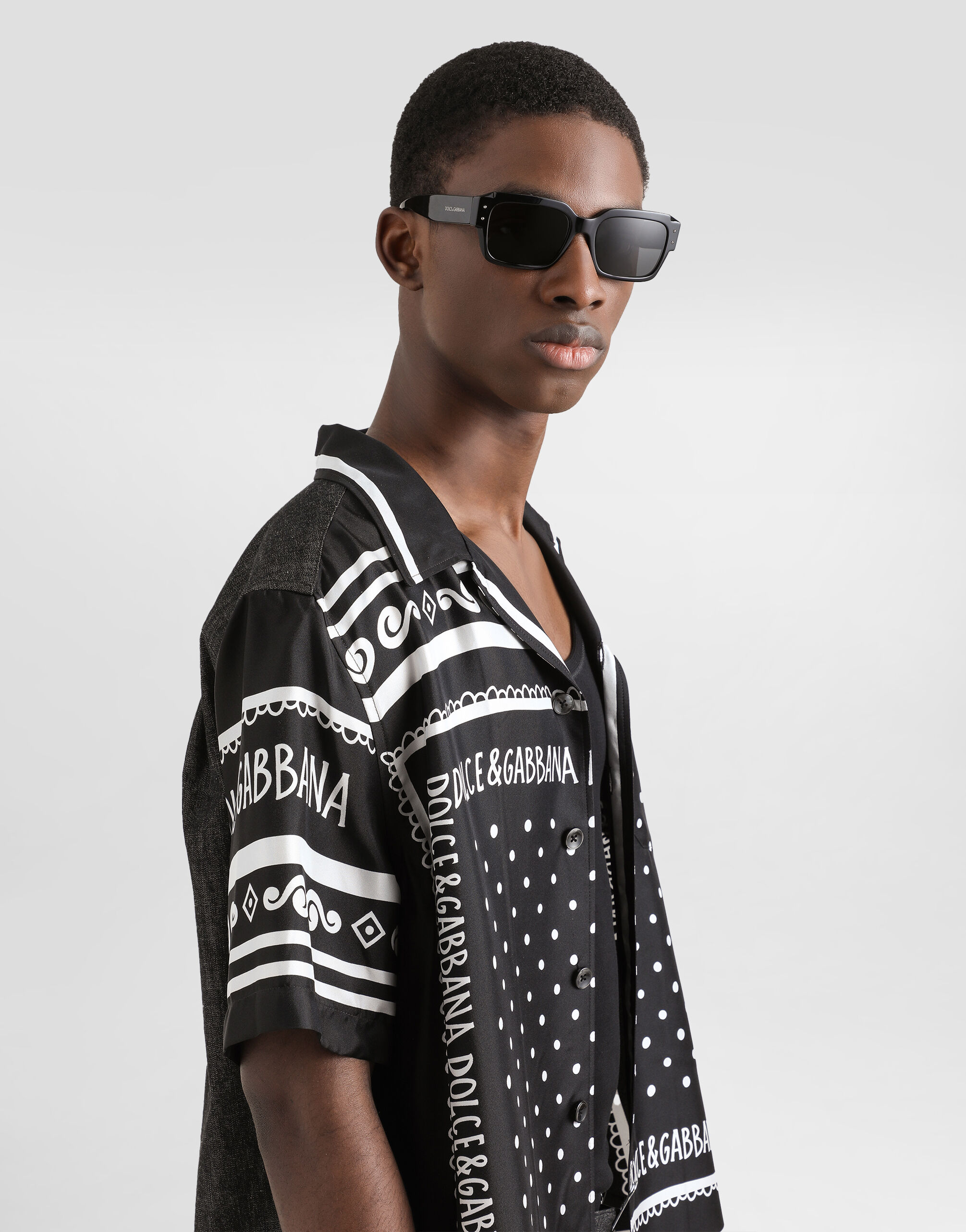 Printed silk and denim shirt in Multicolor for Men | Dolce&Gabbana® US