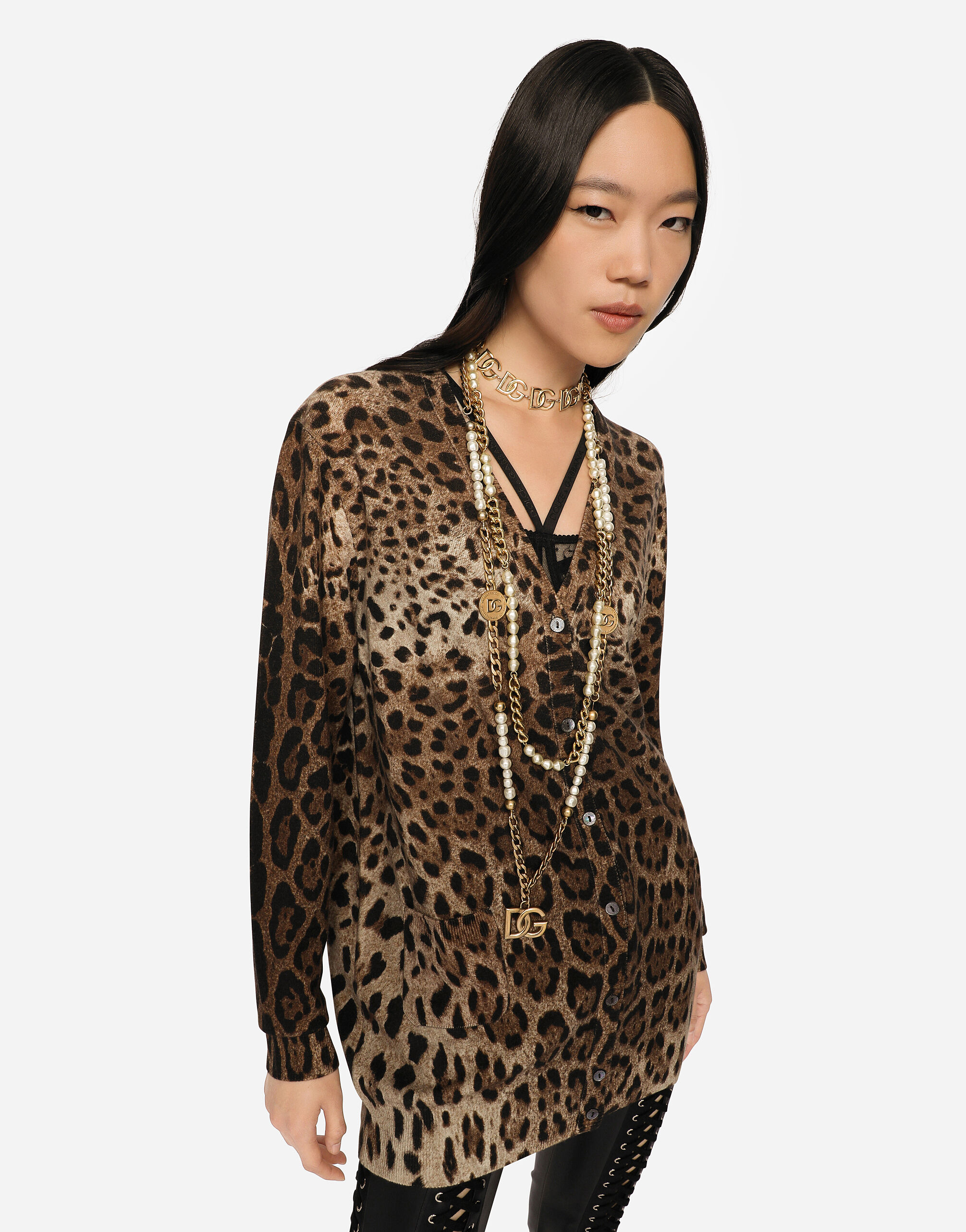 Leopard-print cashmere cardigan in Multicolor for Women