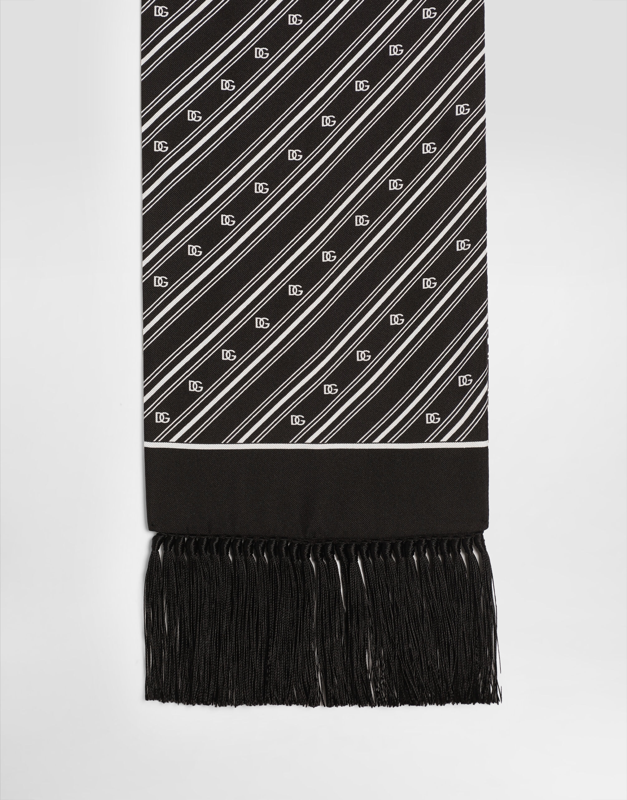 Silk scarf with diagonal and logo print in Multicolor for Men