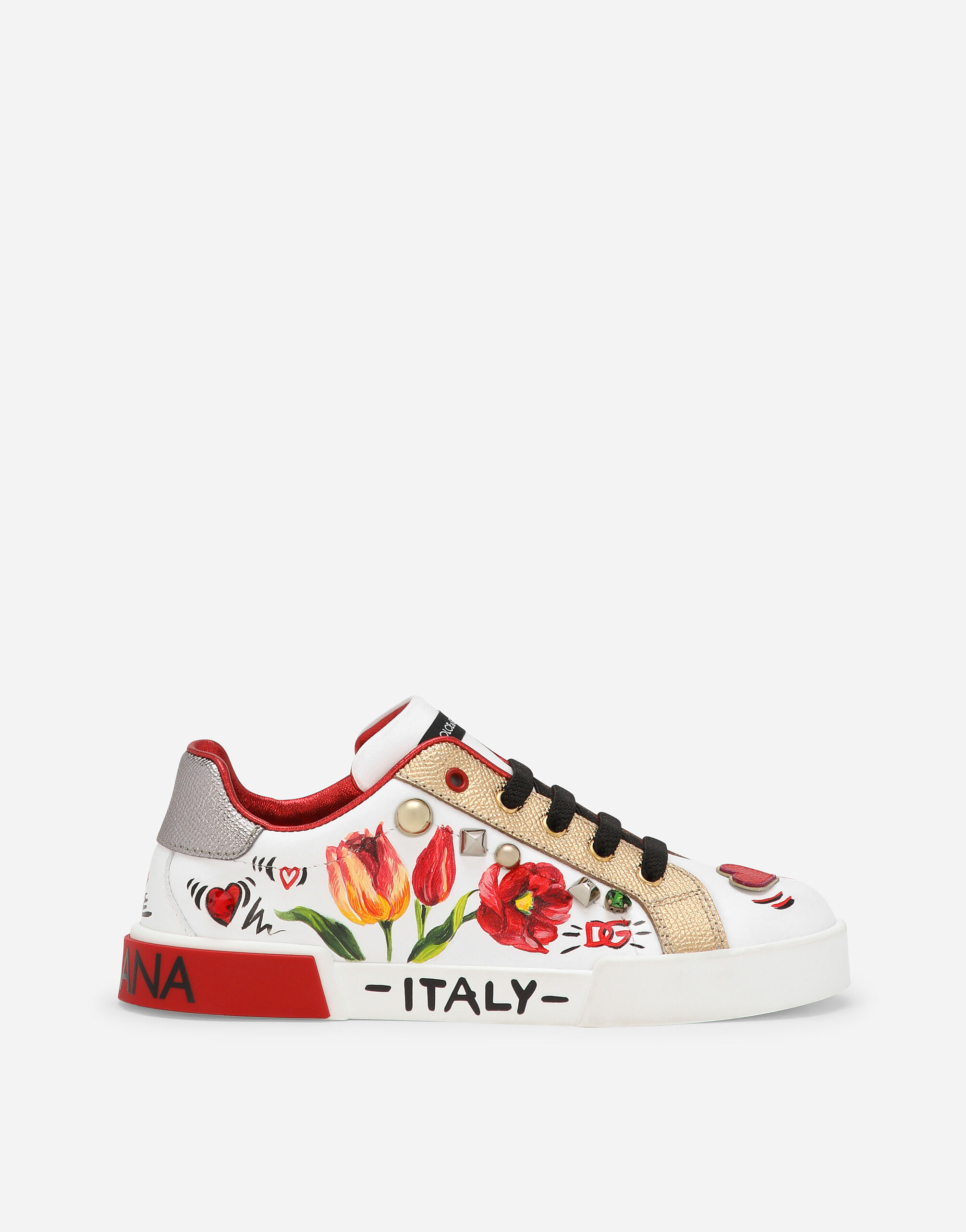 Printed calfskin Portofino Light low-top sneakers in Multicolor