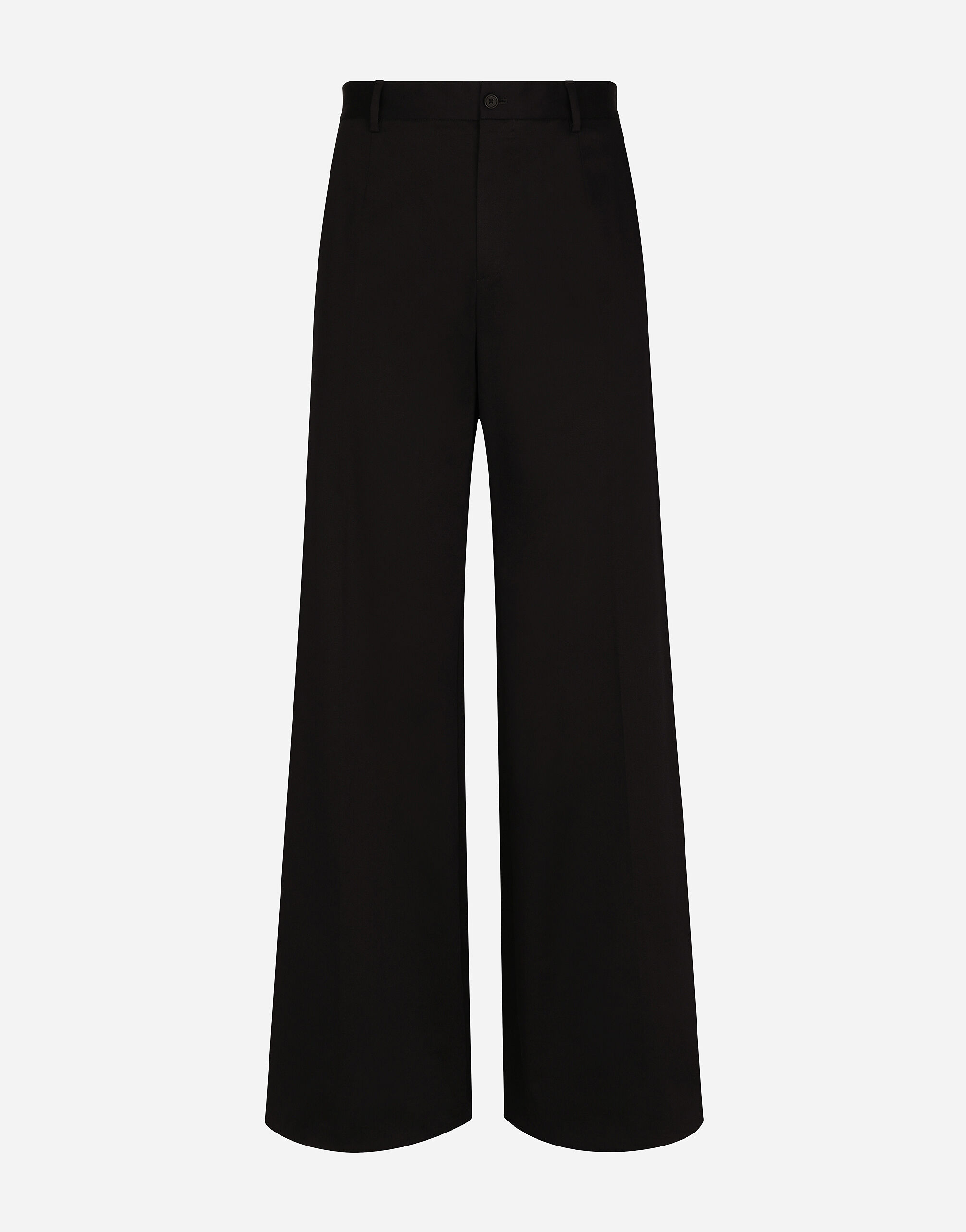 Wide-leg stretch cotton pants in Black for Men | Dolce&Gabbana® US