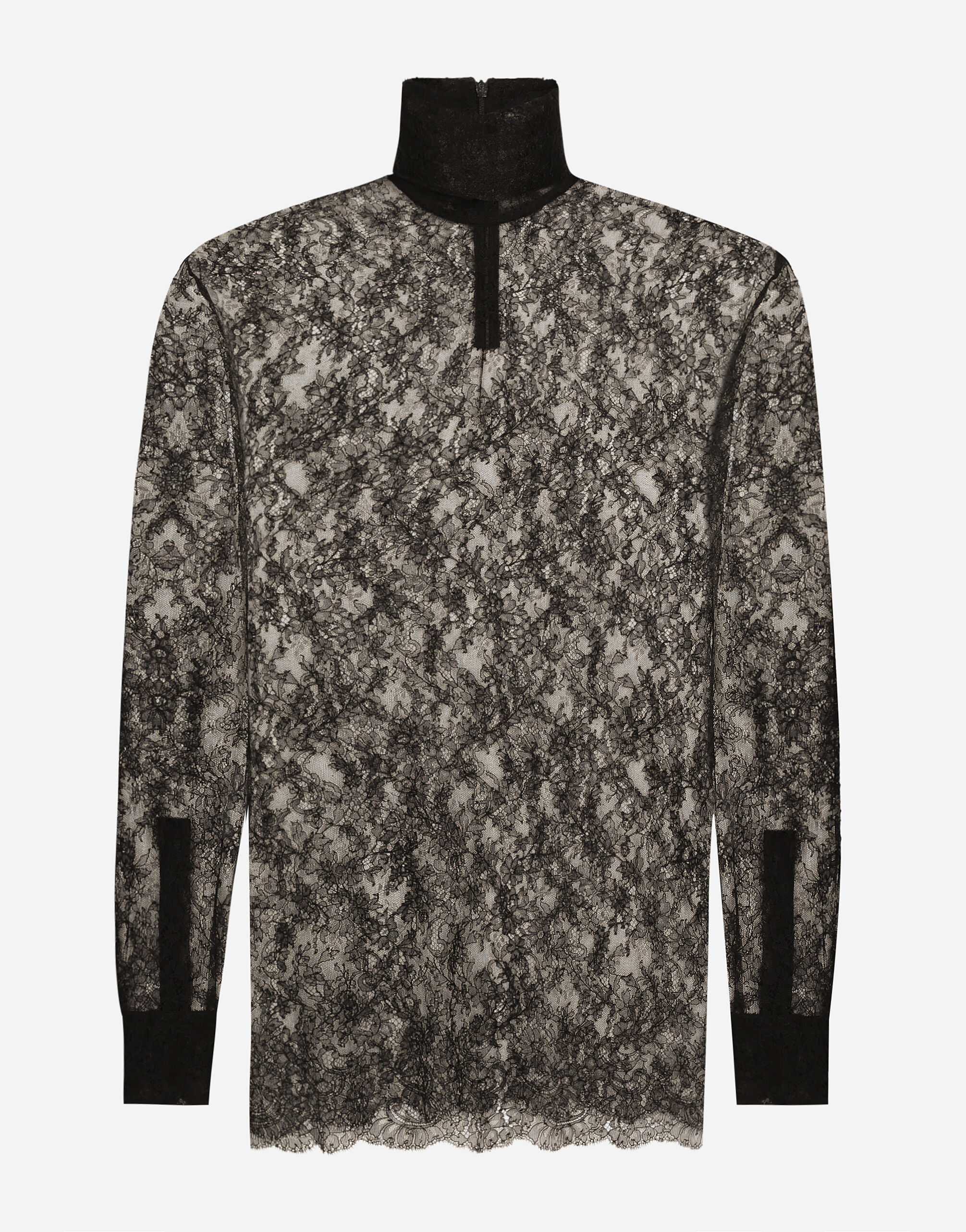 Loose lace turtleneck with shirt cuffs in Black for Men