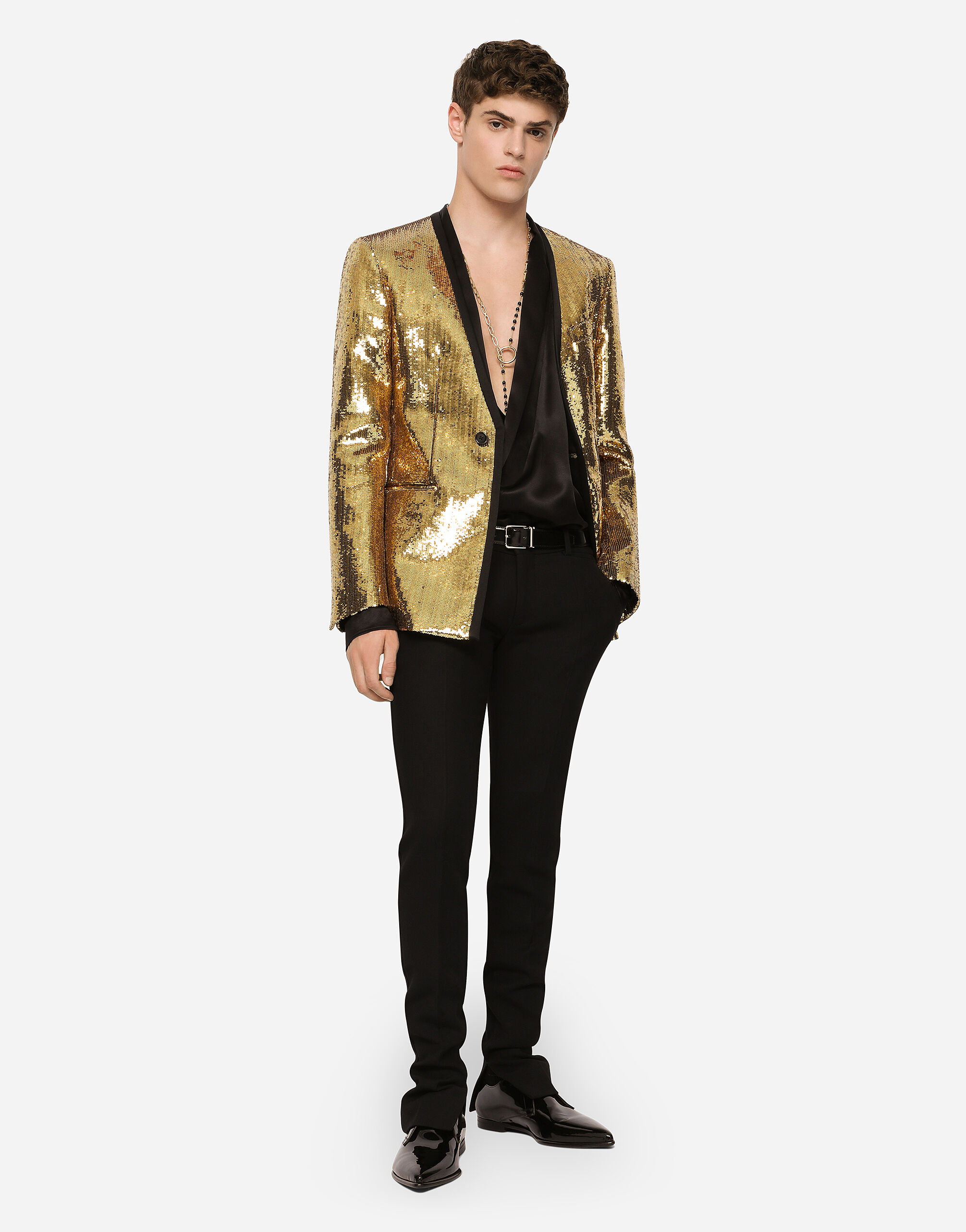 Oversize silk satin shirt in Black for Men | Dolce&Gabbana® US