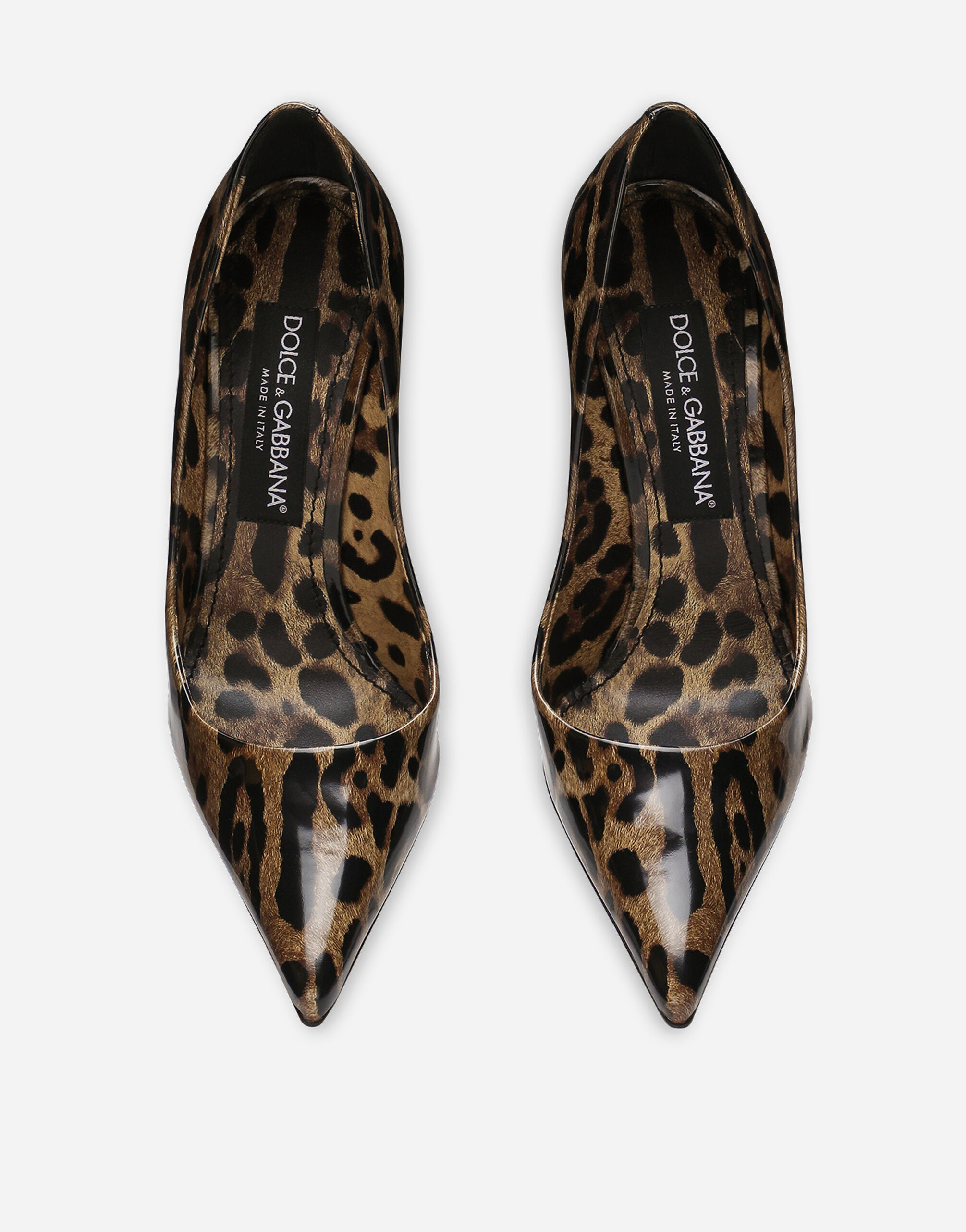 Printed polished calfskin pumps in Animal Print for Women