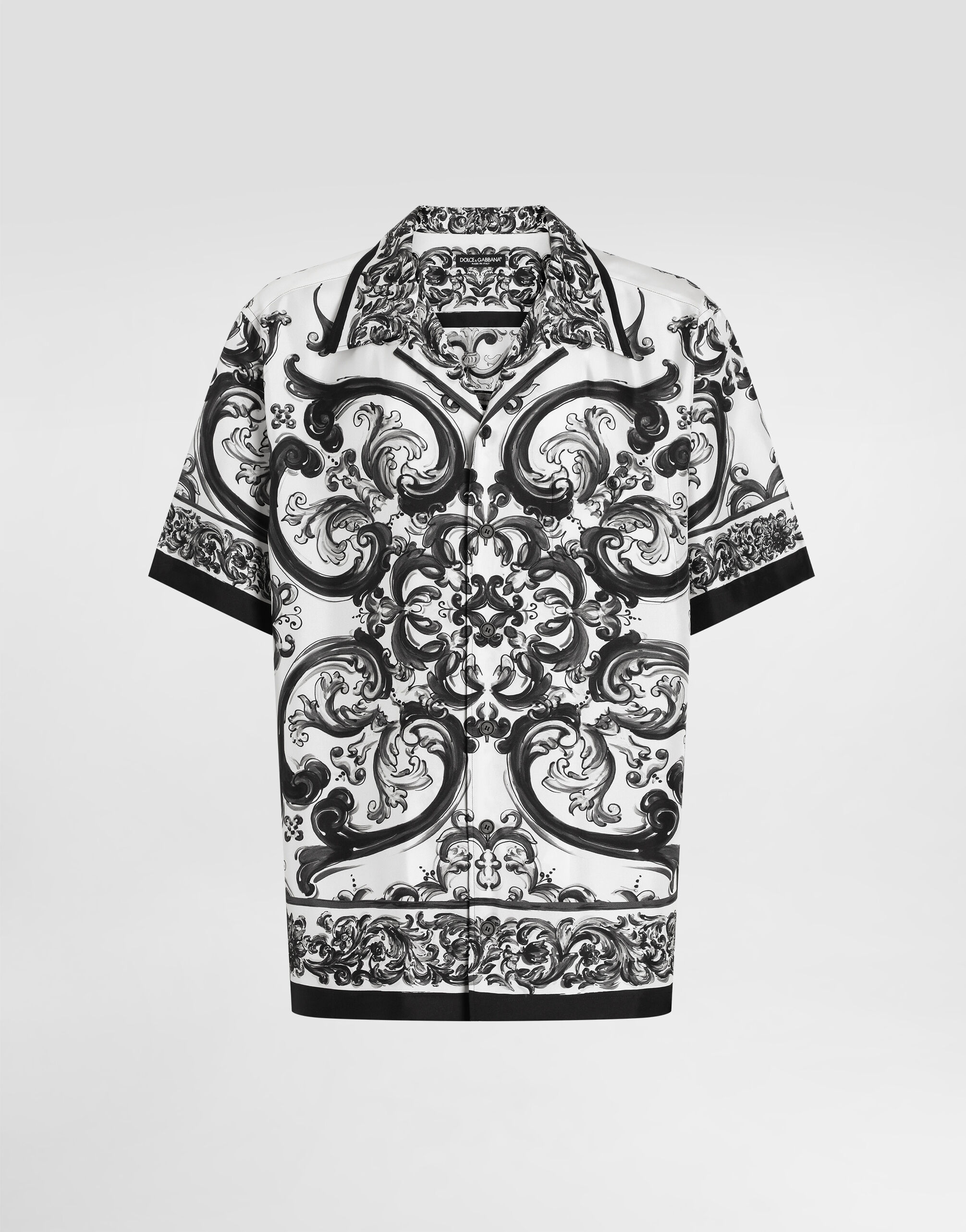 Majolica-print silk twill hawaii shirt in Multicolor for Men