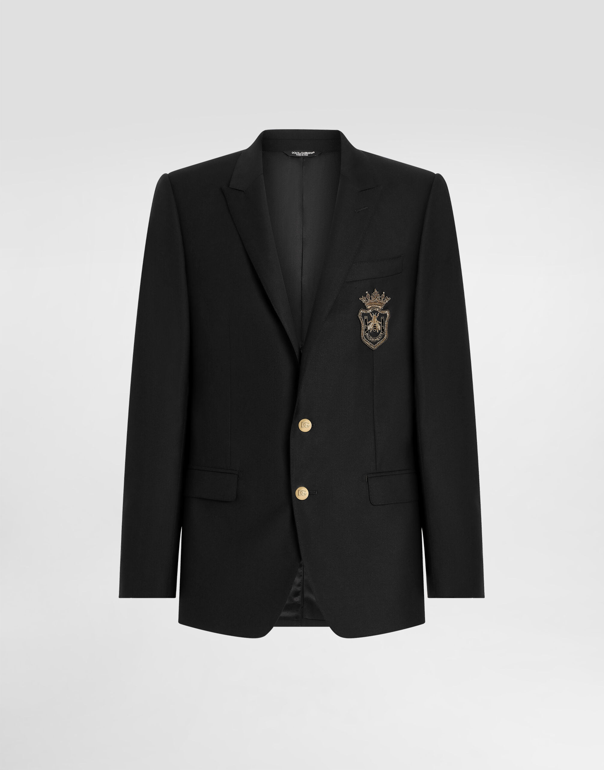 Single-breasted Martini-fit jacket with patch in Black for Men