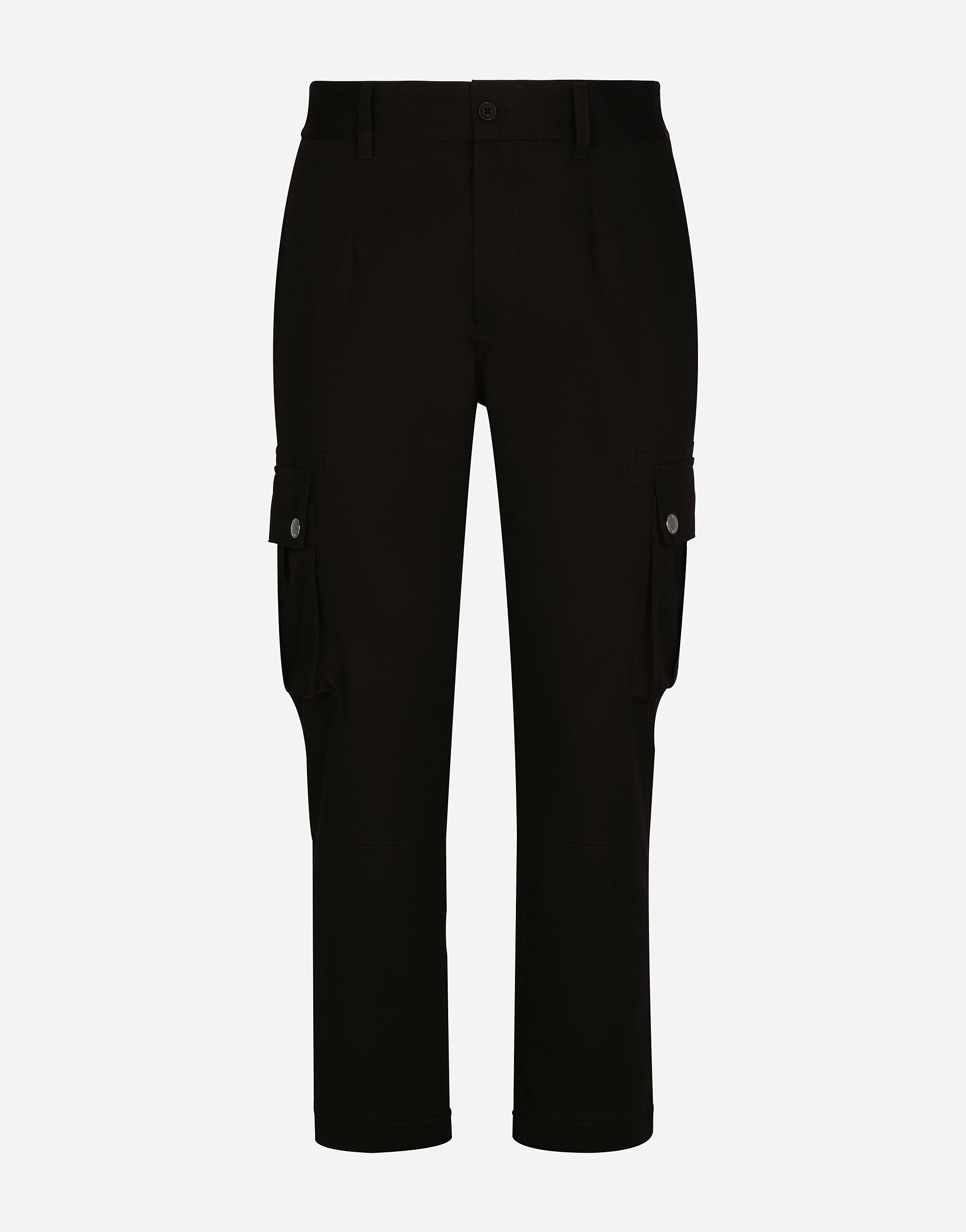 Cotton cargo pants with branded tag in Black for Men
