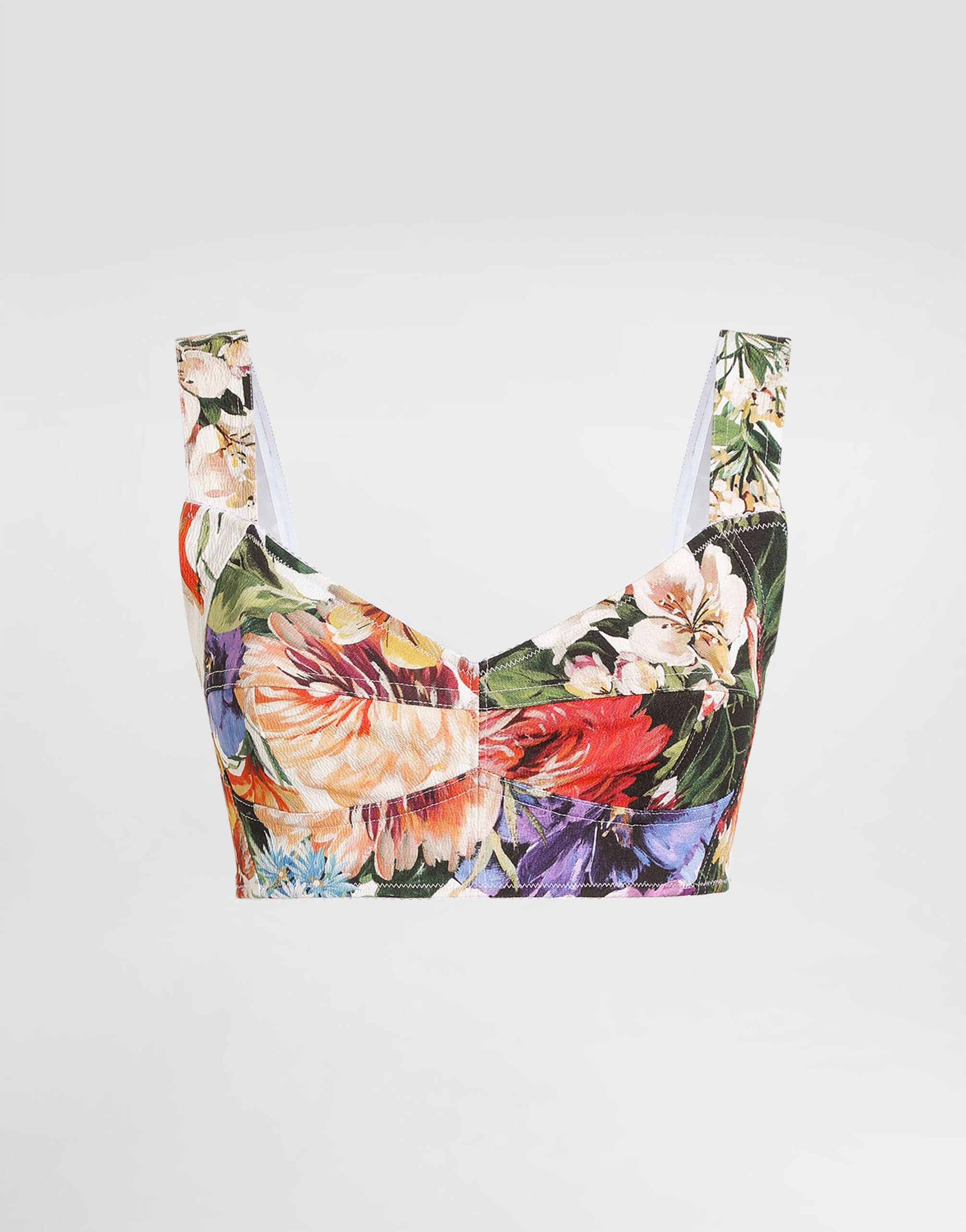 Flower bouquet-print bustier top in Print for Women