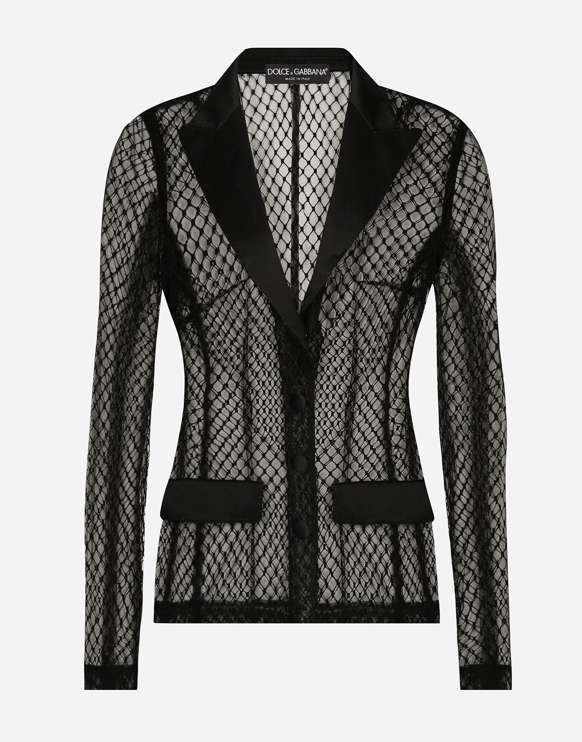 Single-breasted mesh Dolce tuxedo jacket in Black for Women