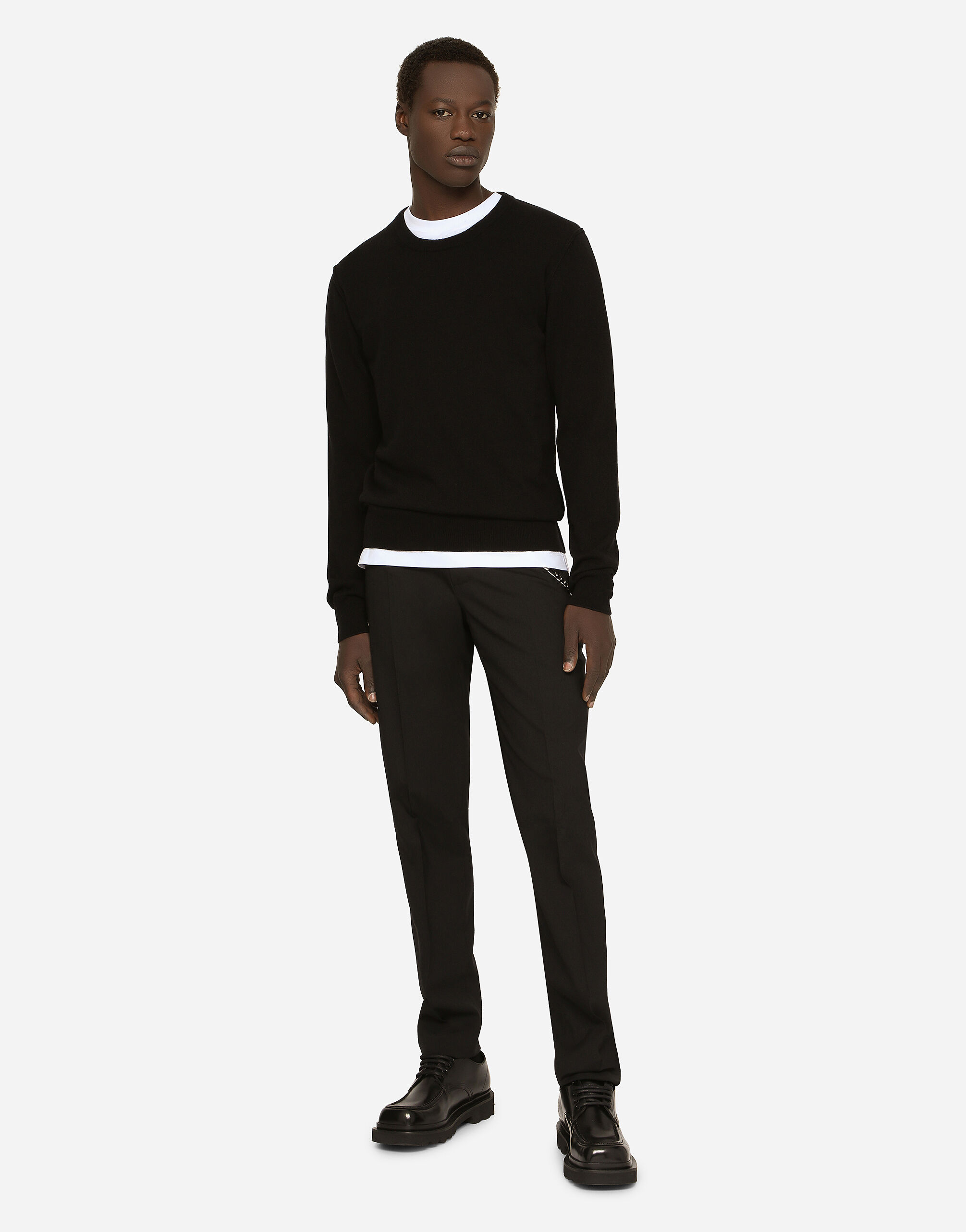Cashmere round-neck sweater in Black for Men | Dolce&Gabbana® US