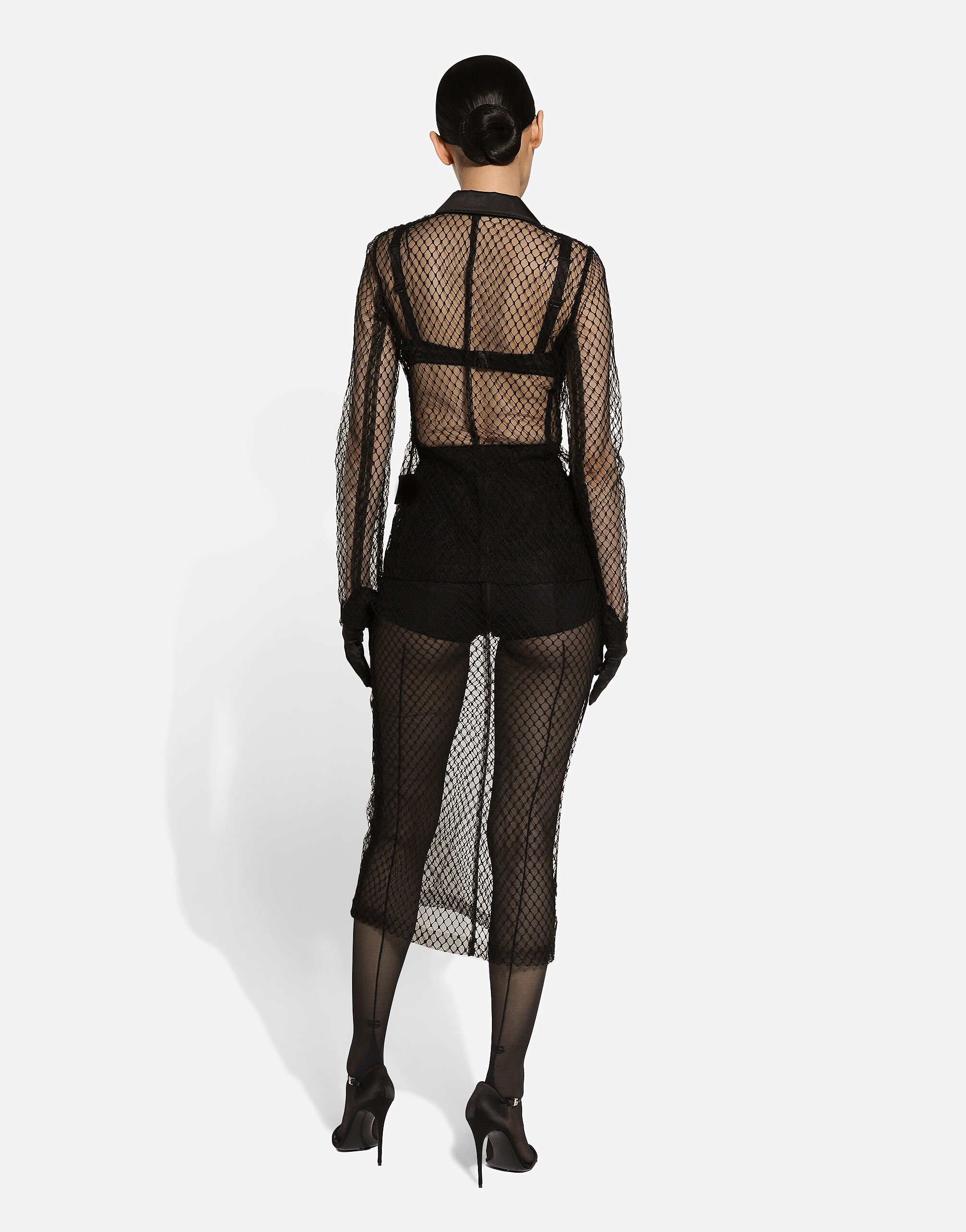 Single-breasted mesh Dolce tuxedo jacket in Black for Women