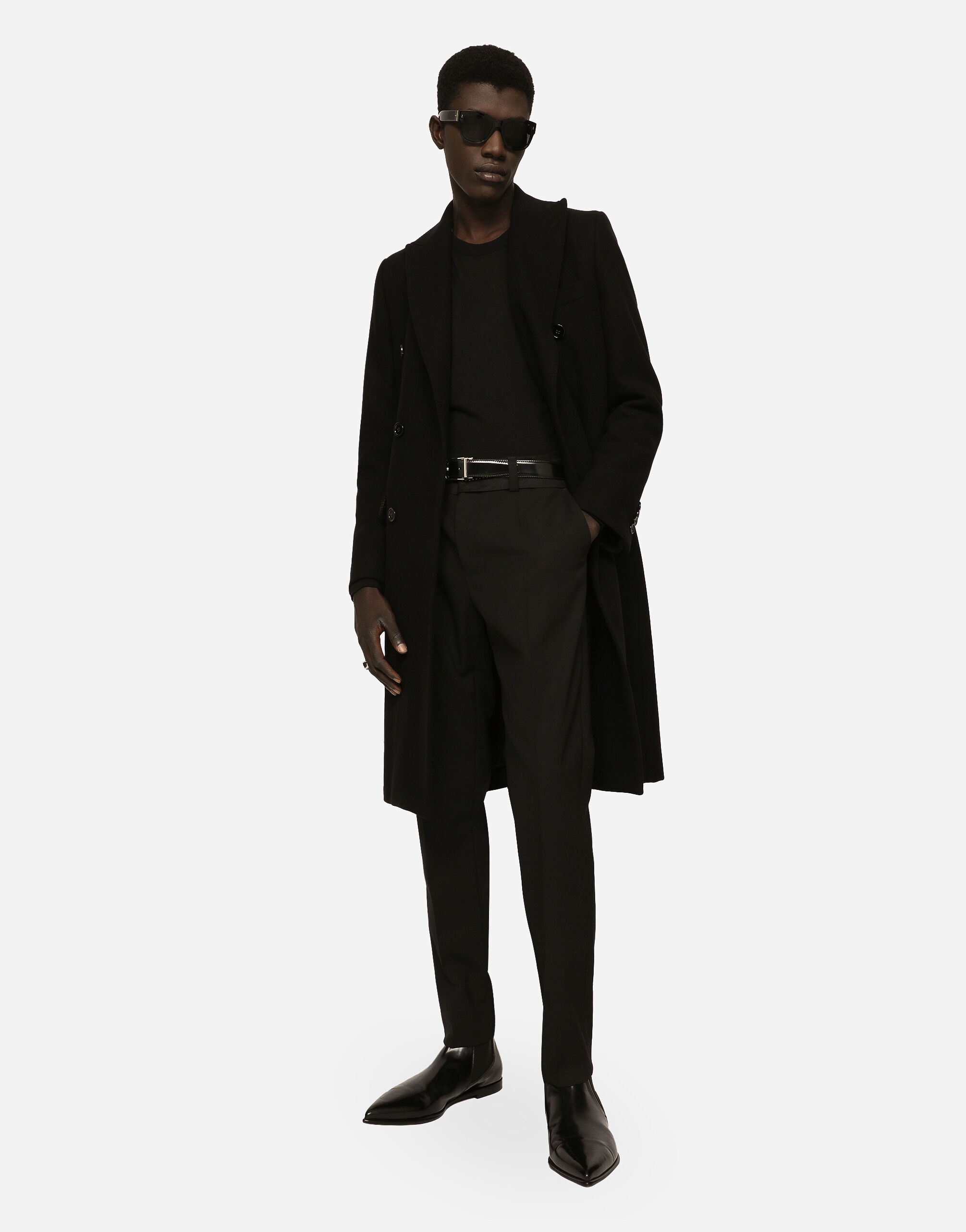 ブラックのメンズ ダブルブレストコート ウール | Dolce&Gabbana®