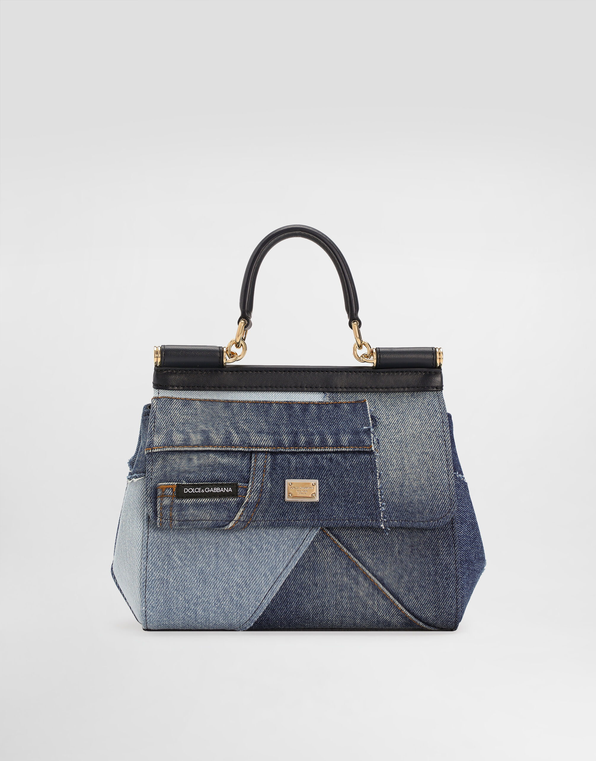 Small Sicily handbag in denim and calfskin in Denim for Women