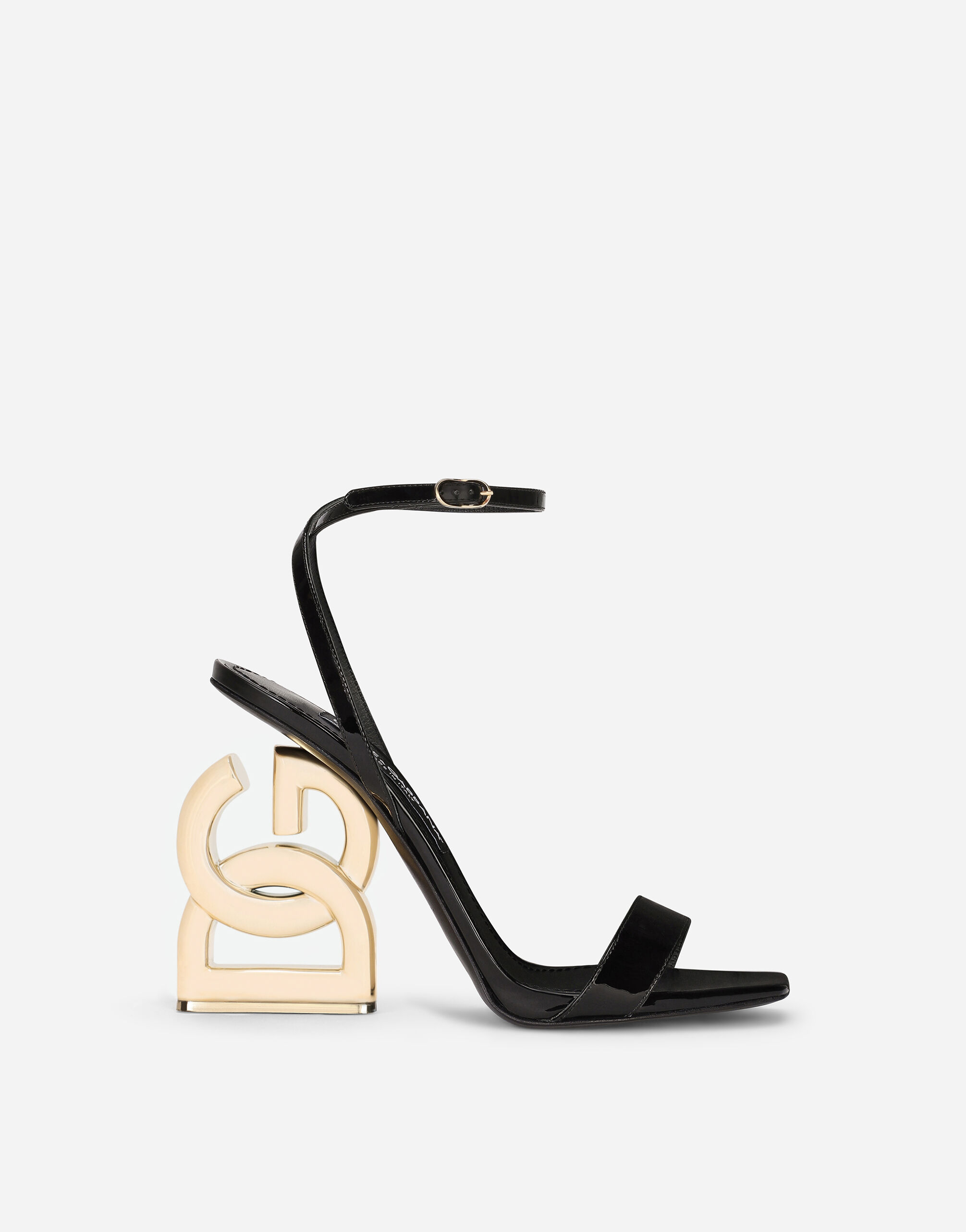 Patent leather sandals with 3.5 heel in Black for Women