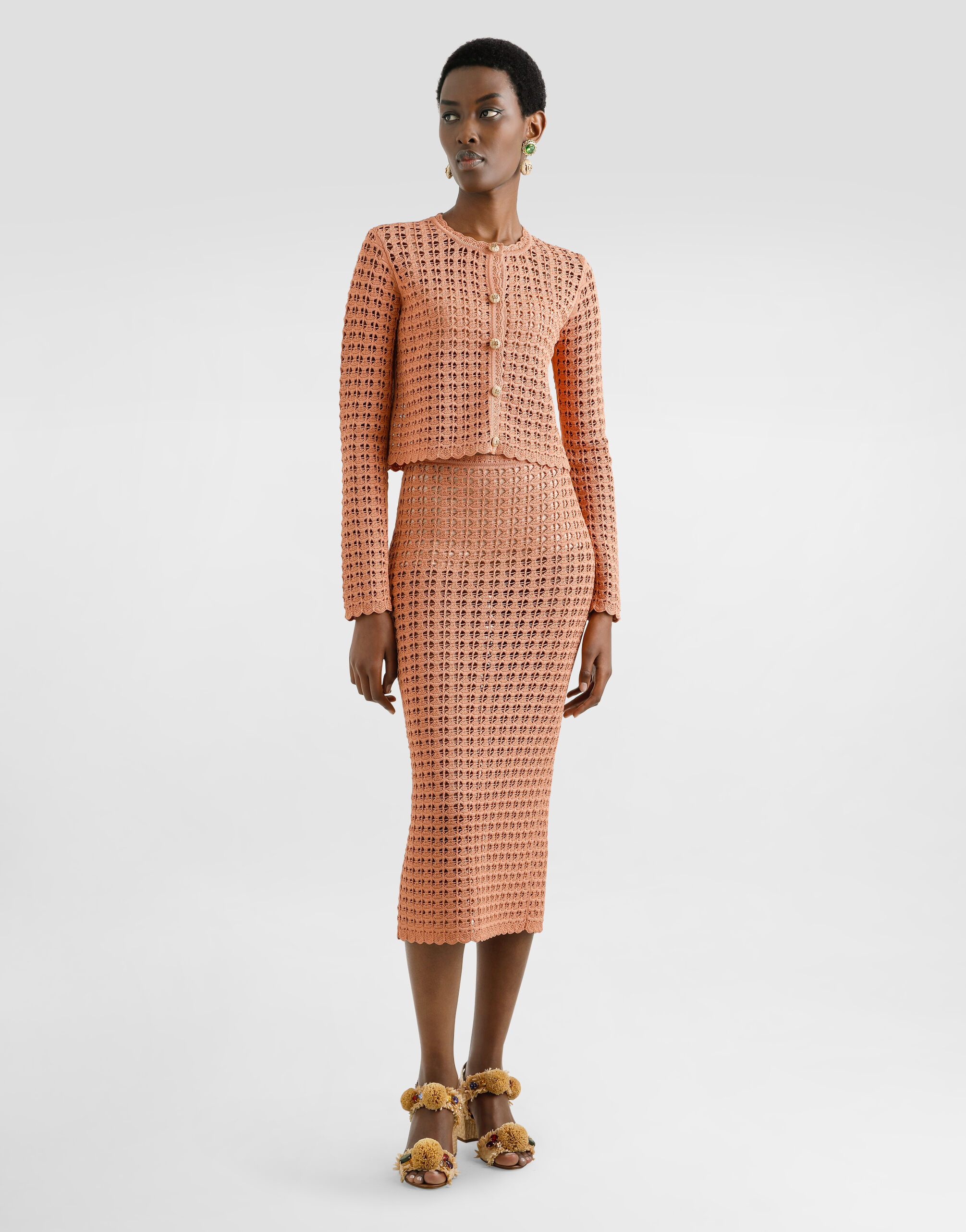 Viscose crochet skirt in Brown for Women | Dolce&Gabbana® US