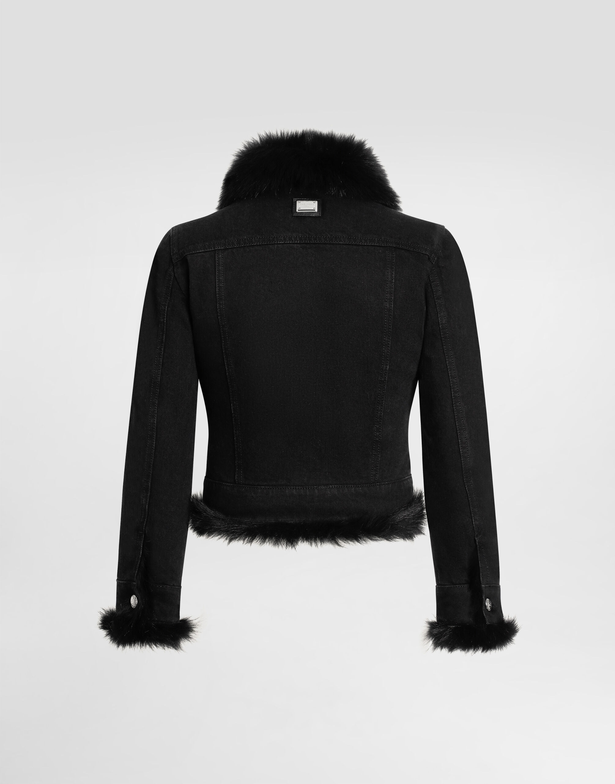 Denim jacket lined with fur in Multicolor for Women