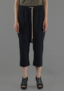 RICK OWENS DRAWSTRING CROPPED PANTS BLACK 19FW-DOSHABURI Online Shop