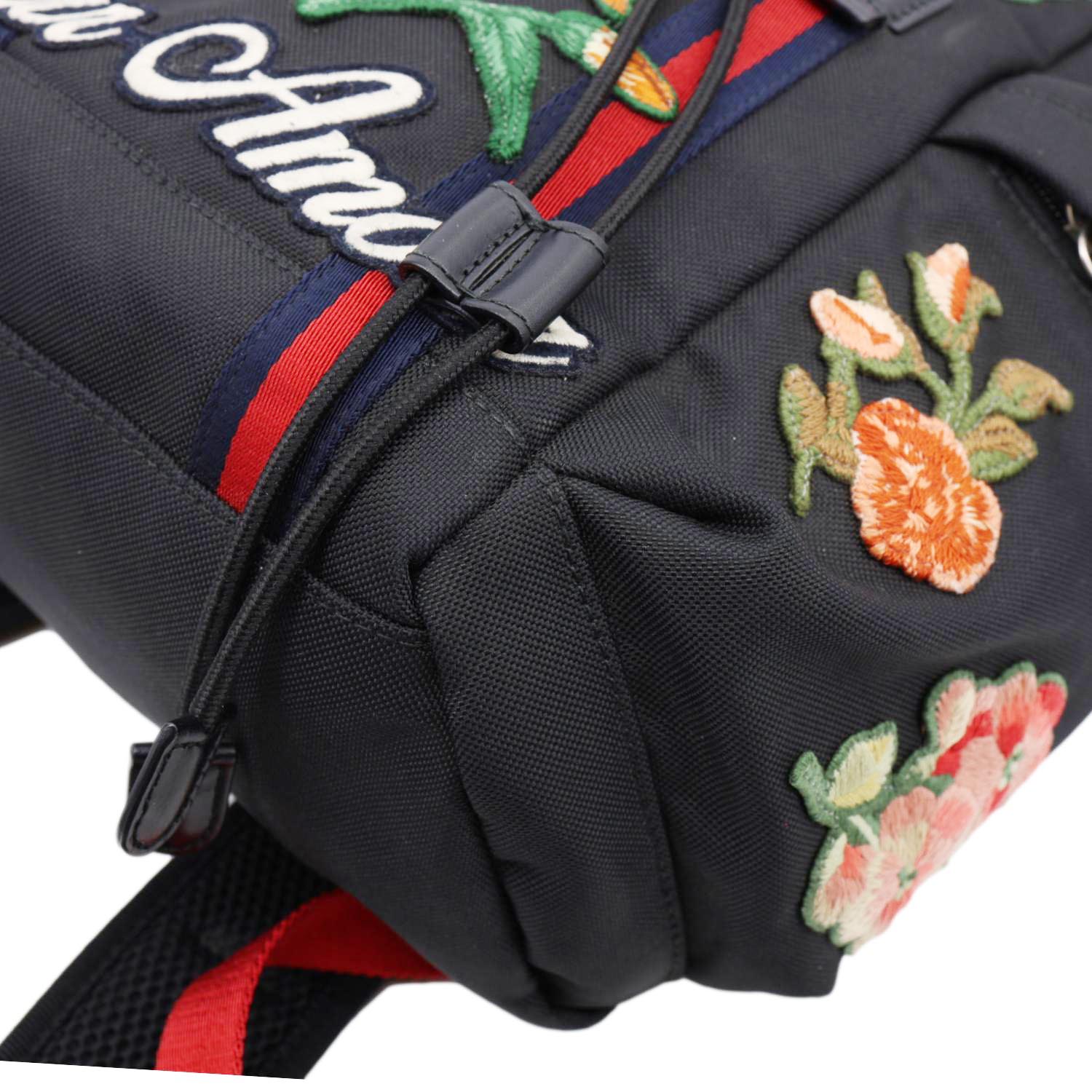 GUCCI L'Aveugle Par Amour Embroidered Techno Web Canvas Backpack Black