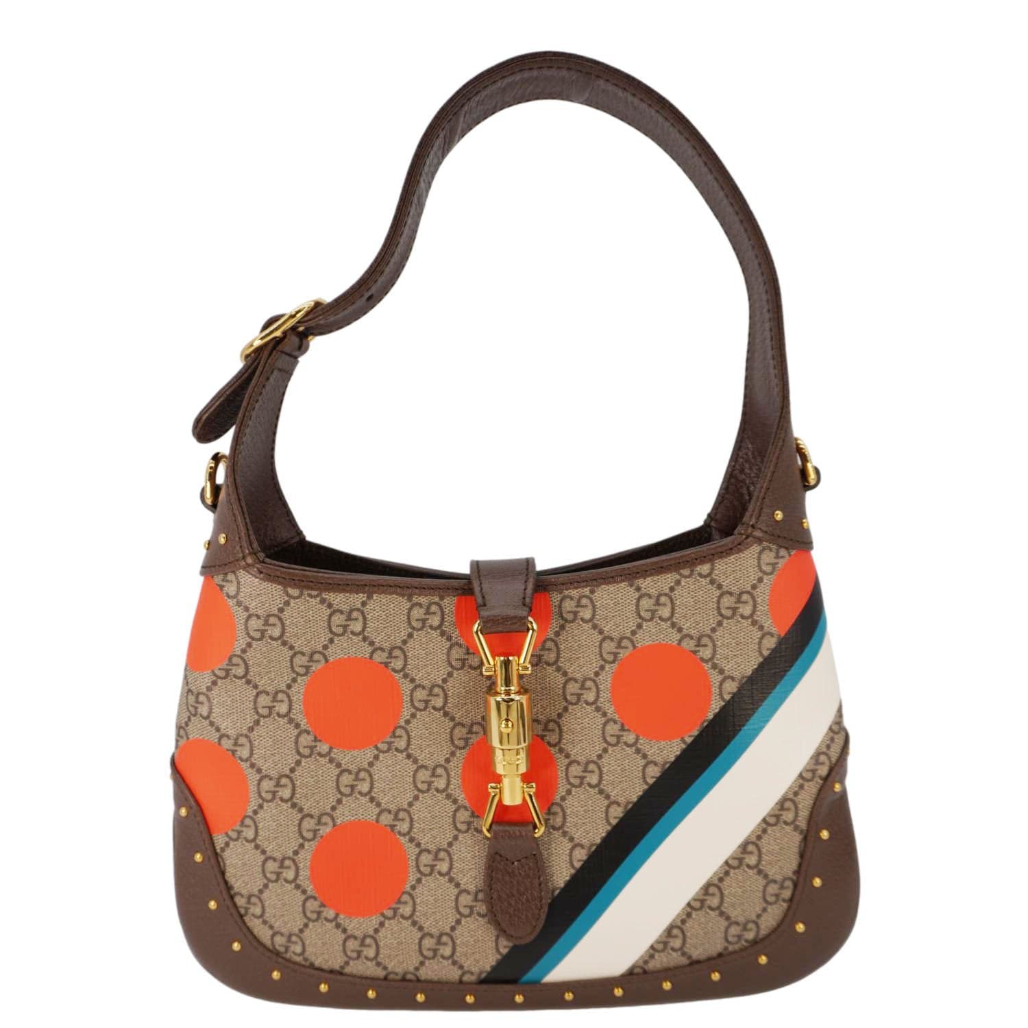 GUCCI Jackie 1961 Small GG Supreme Canvas Beige Shoulder Bag