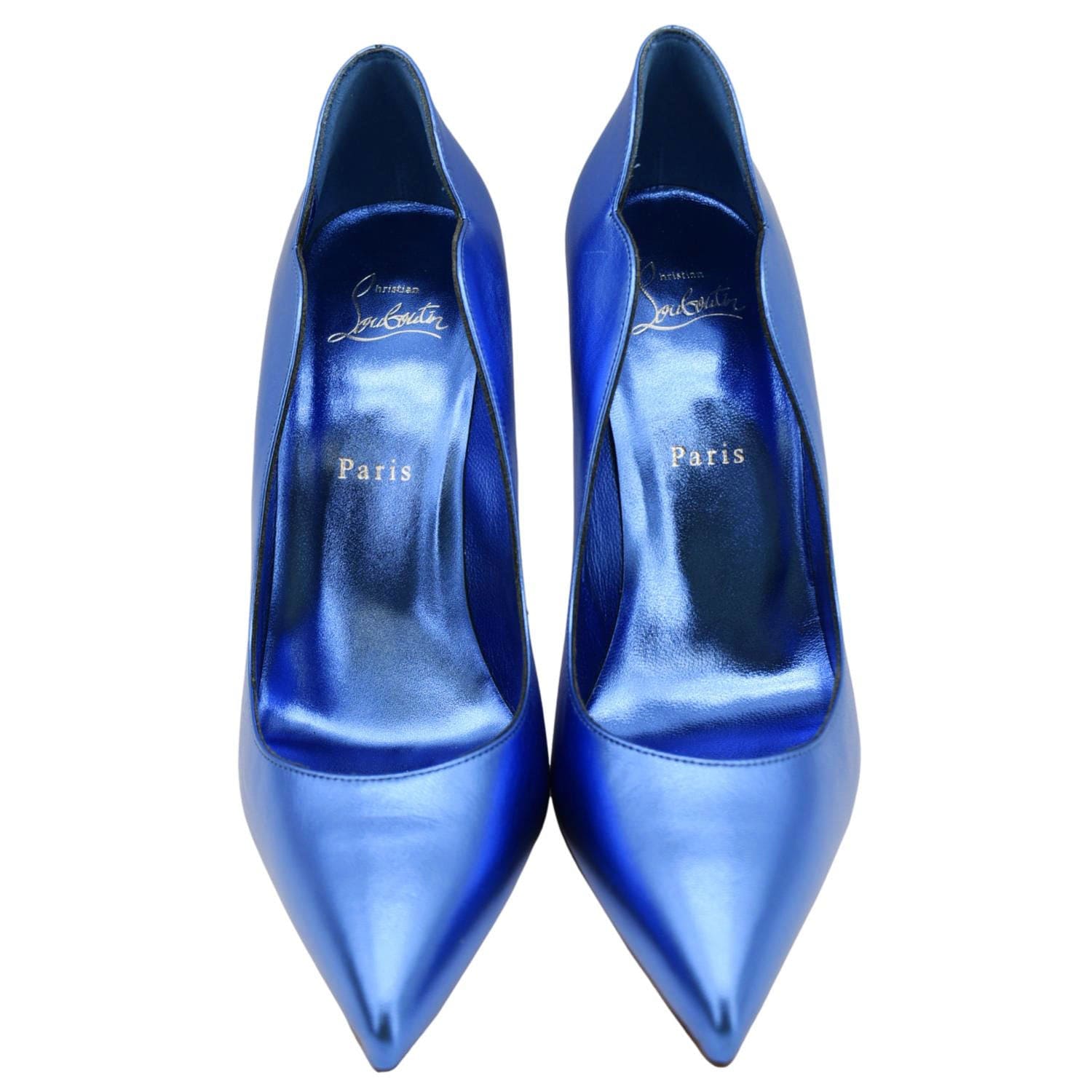 CHRISTIAN LOUBOUTIN So Kate 120 Metallic Leather Shoes Blue EU 39.5