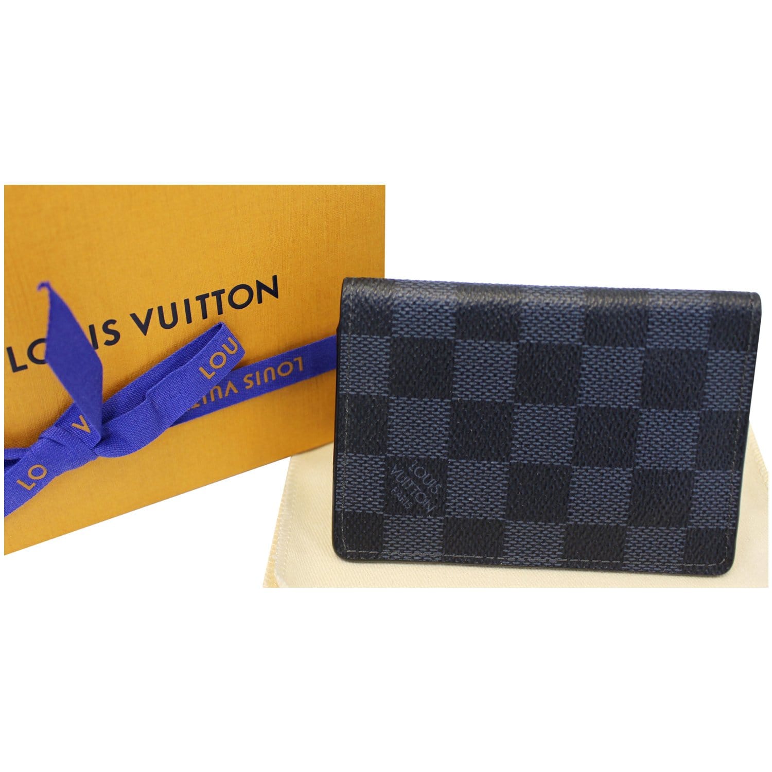 LOUIS VUITTON Pocket Organizer Damier Cobalt Canvas Card Case Navy-US