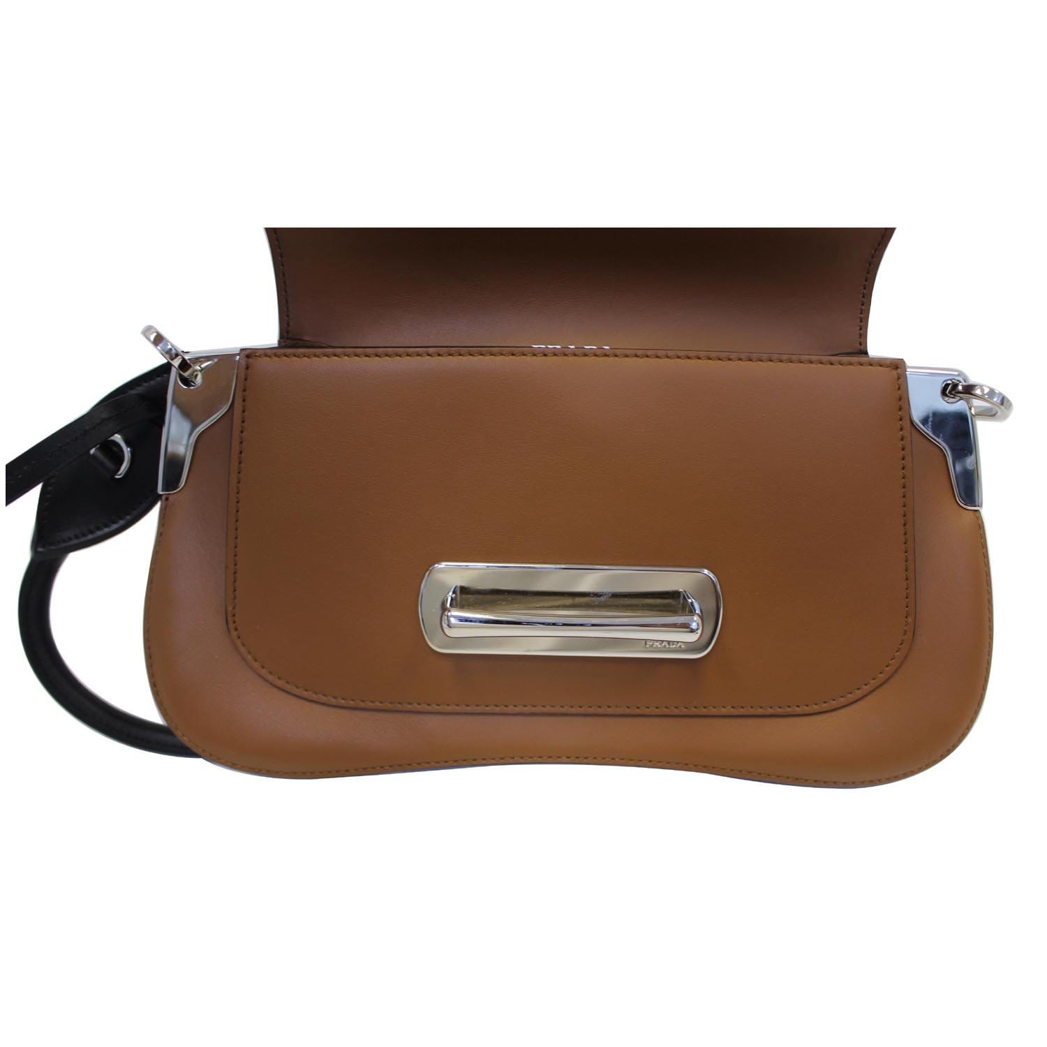 PRADA Sidonie Calf Leather Shoulder Bag Brown/Black 1BD168-US