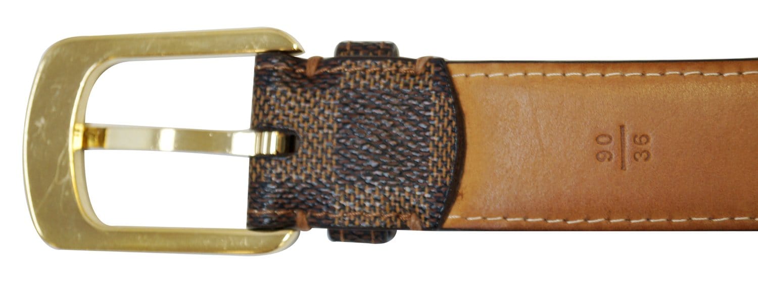 LOUIS VUITTON Damier Ebene Riveted Belt Size 90/36