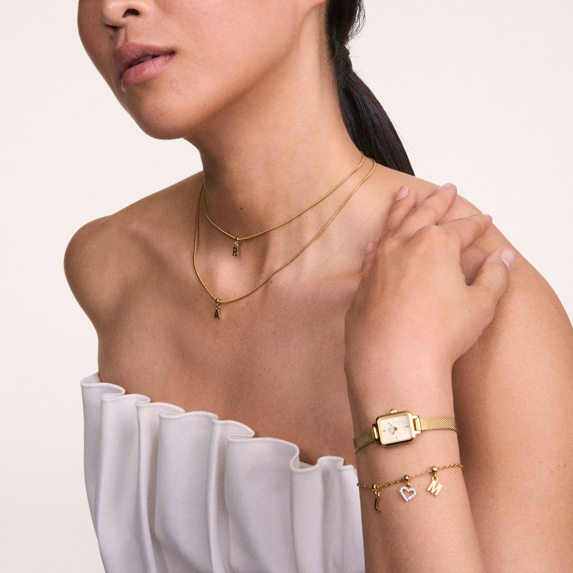 Quadro mini-champagne square dial watch for women | DW