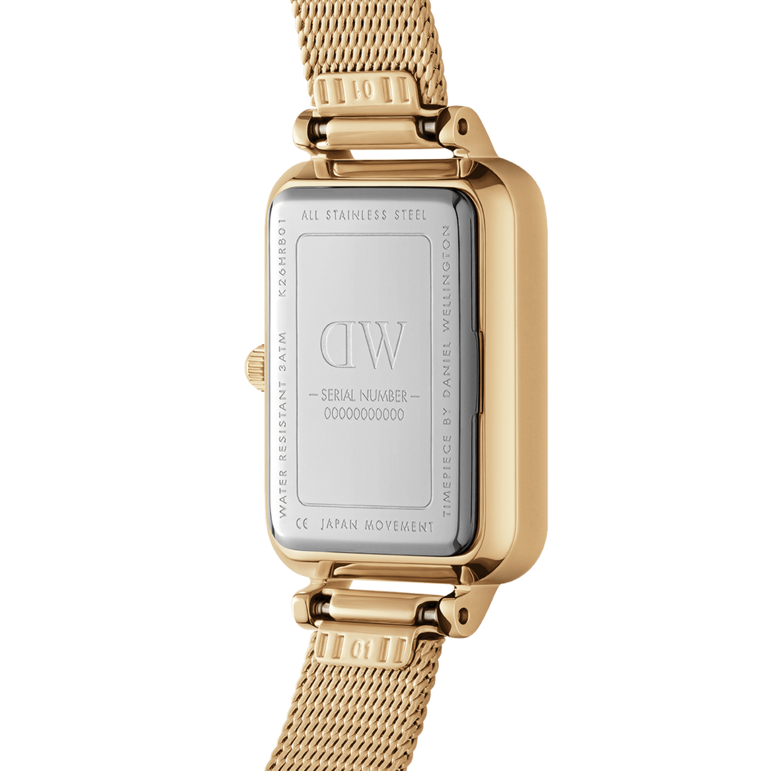Quadro Bezel white MOP watch - with gold strap | DW