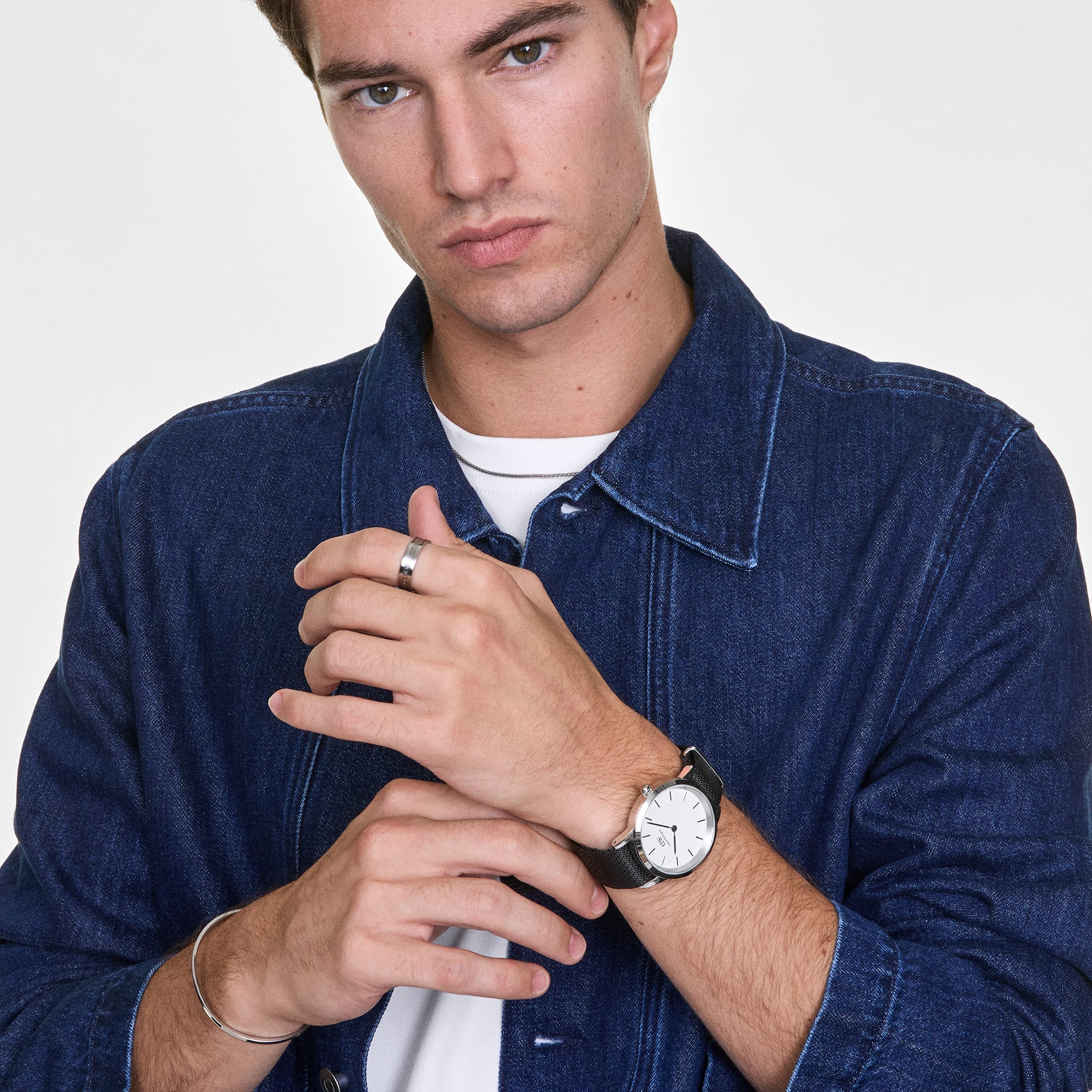 Iconic Link - Small Silver Watch with Blue Dial | DW