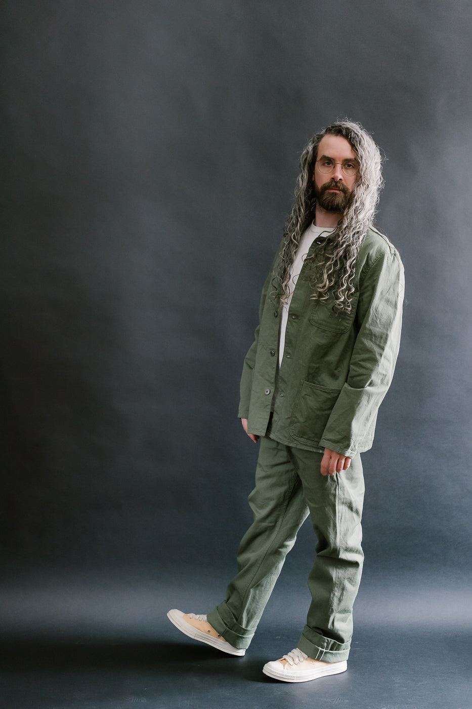 737-SVC-LOL - 9.5oz Selvedge Chino Trouser Light Olive - Relaxed
