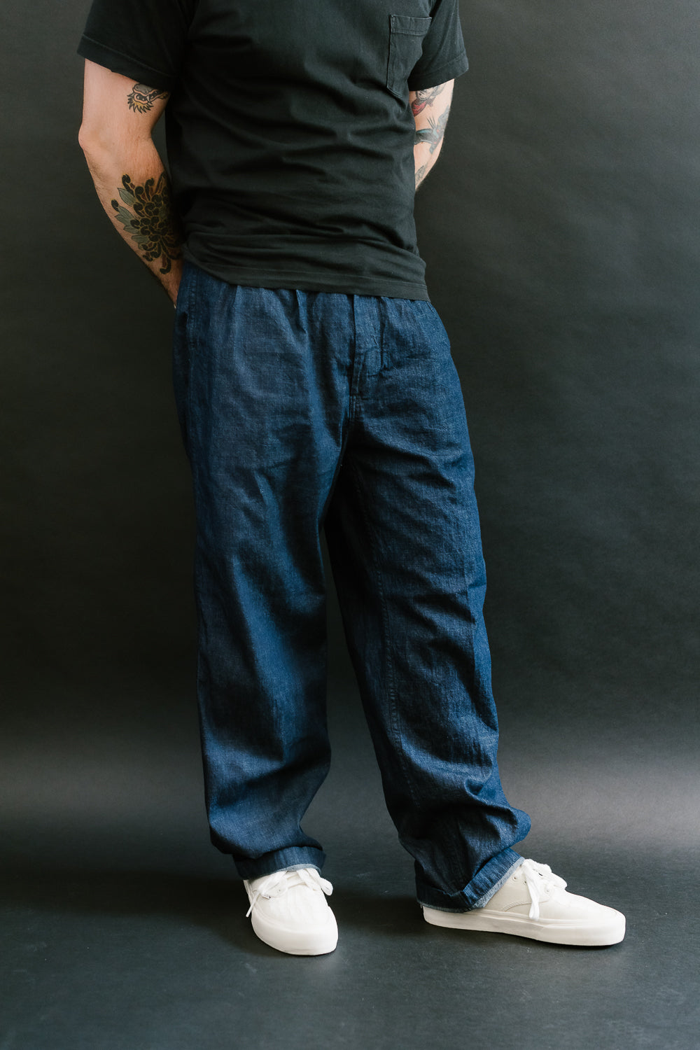 03-5021-81 - Two Tuck Denim Wide Trousers - One Wash | Dant