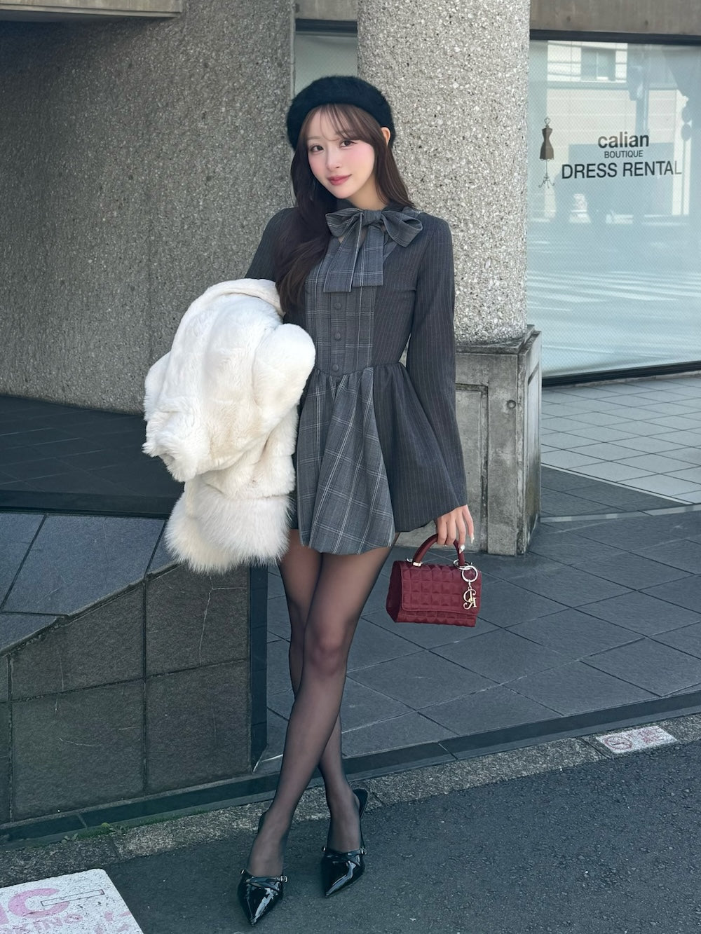 チェックストライプバルーンミニワンピース – Darich (ダーリッチ)
