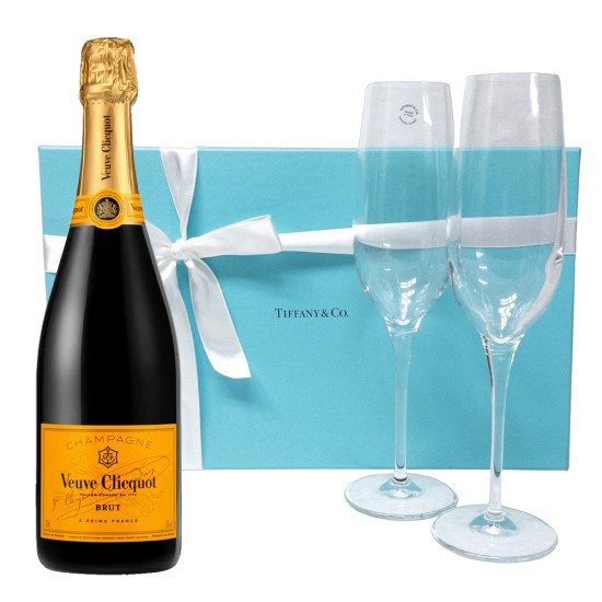 Veuve Clicquot Champagne and Tiffany Flutes Gift Set