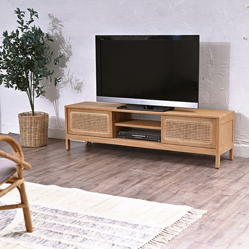 ラタン×チーク無垢材 KAGOME TVボードW2885XP W2885XP サンフラワー