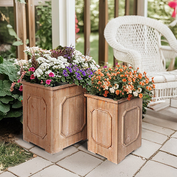 Oversized Wooden Planters Set of 2 - Decor Steals