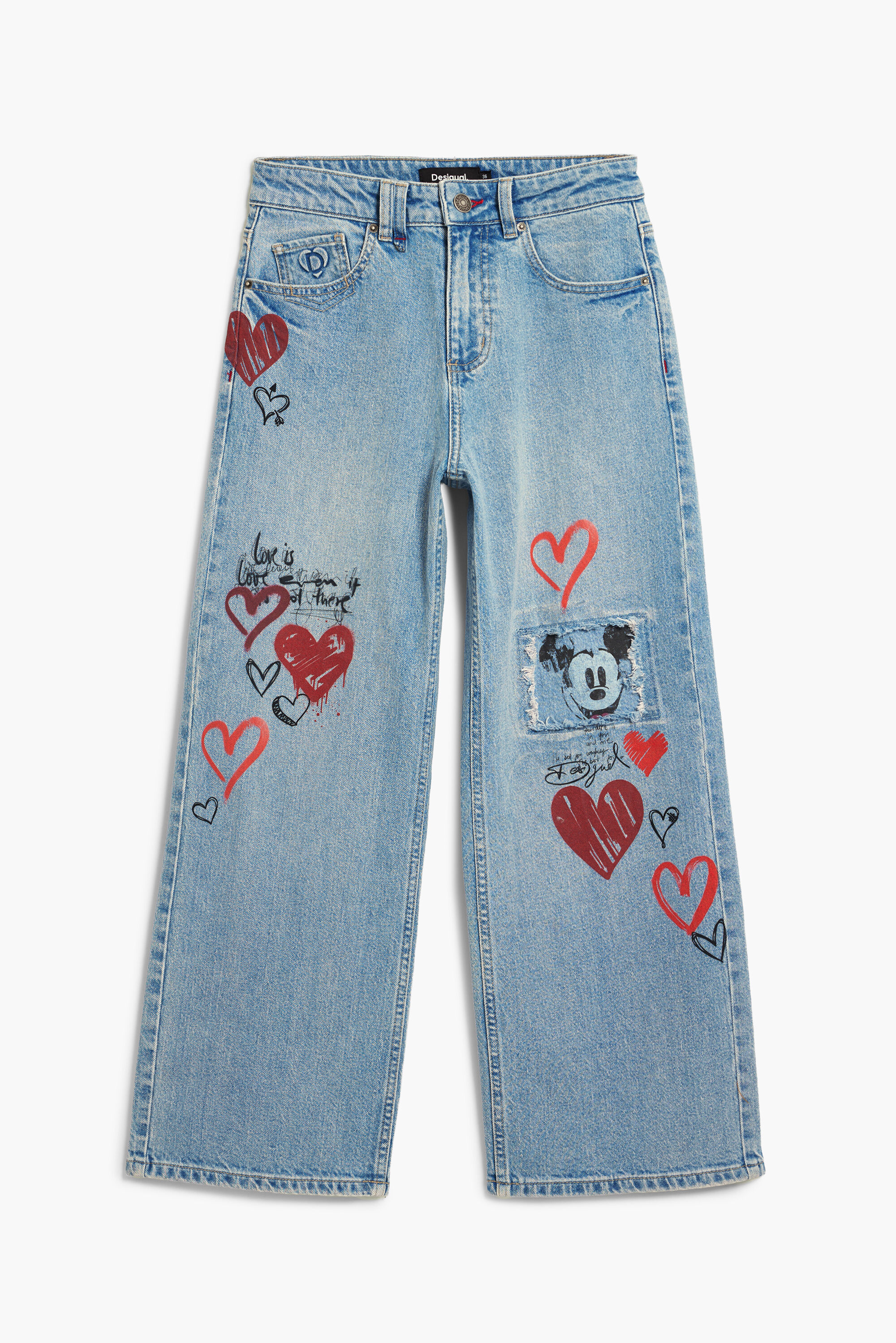 ミッキーマウス™ ハート柄デニムパンツ 青 女性用 I Desigual.com