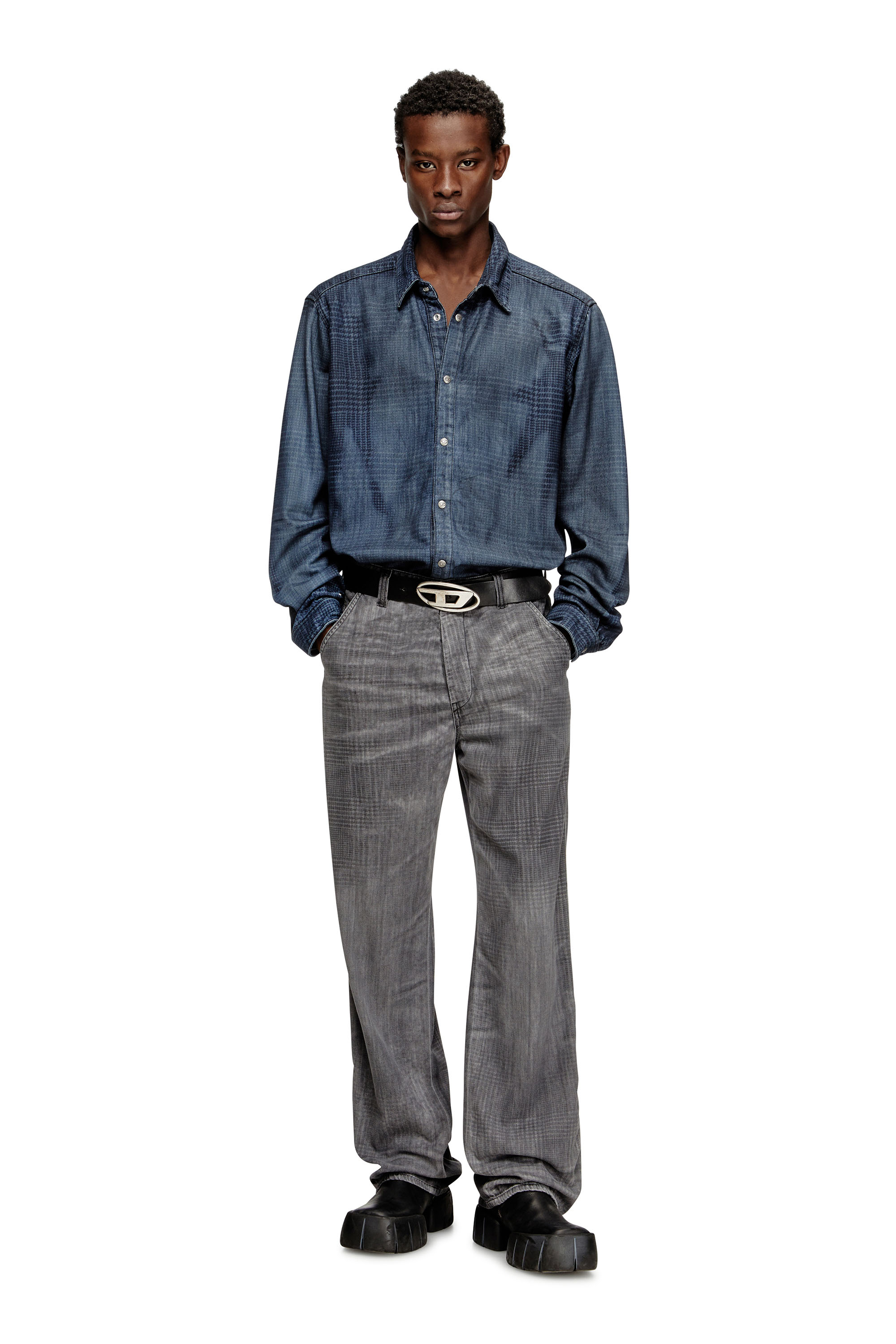 D-SIMPLY-S8 Shirt in fluid shaded denim｜ブルー｜メンズ｜DIESEL