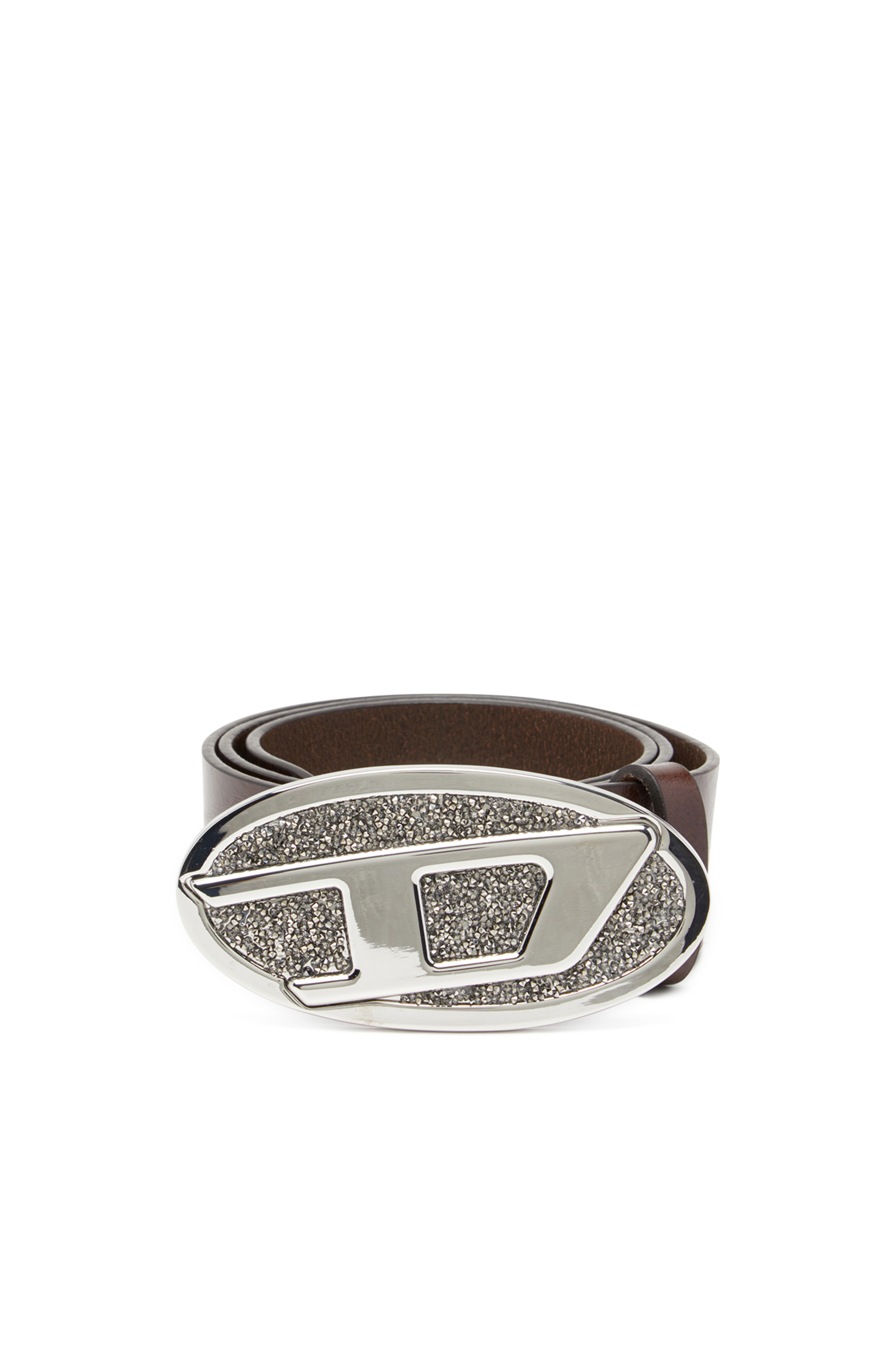 B-1DR STRASS 4cm Leather belt with crystal buckle｜ブラック