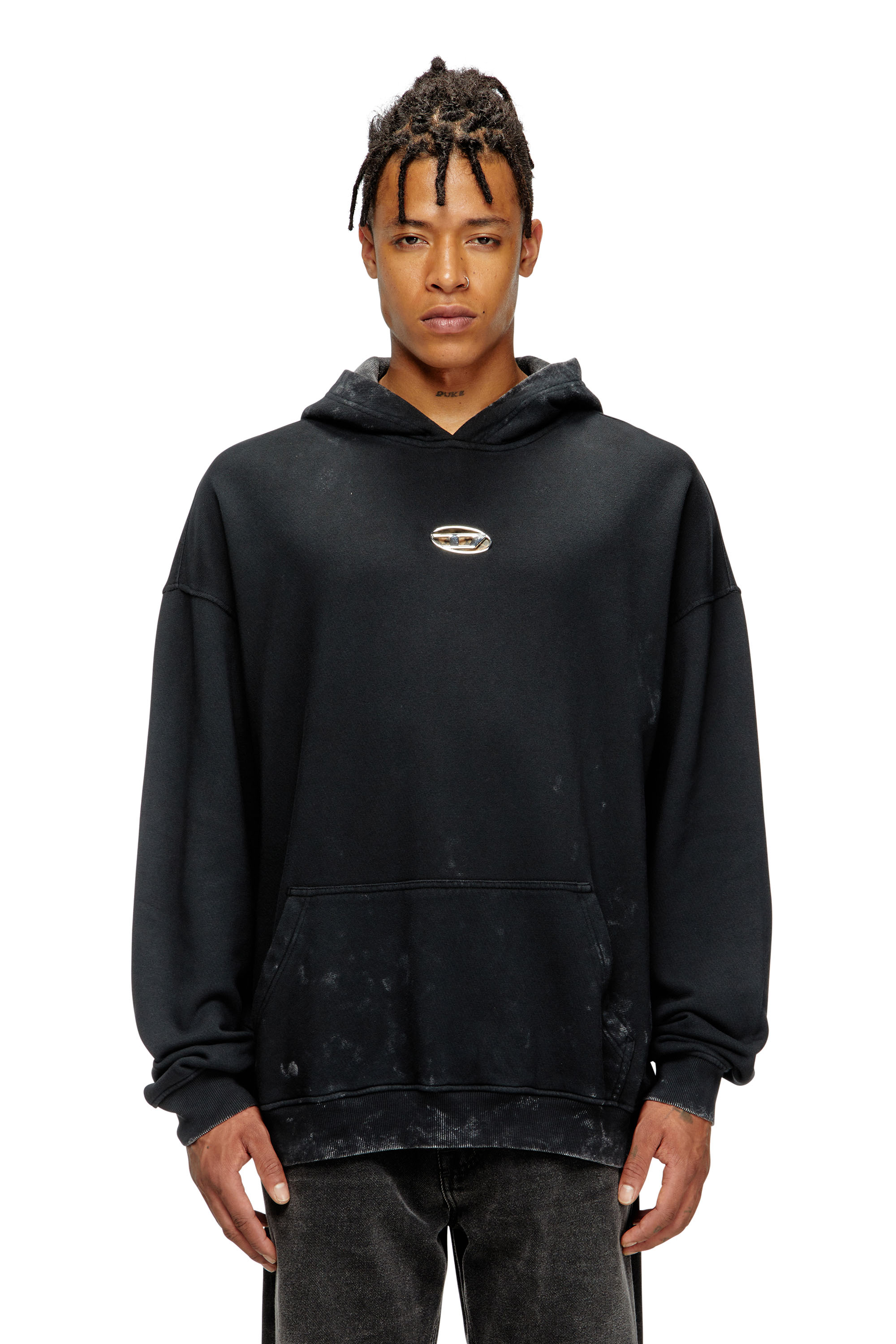 S-MACS-HOOD-OD スウェットパーカーオーバルD｜ブラック｜メンズ｜DIESEL