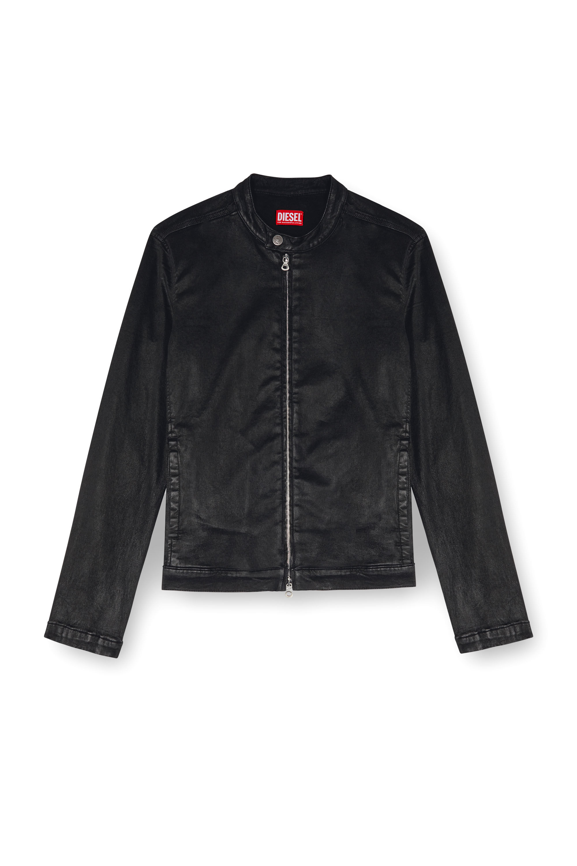 D-GLORY JOGG Moto jacket in coated JoggJeans｜ブラック｜メンズ｜DIESEL
