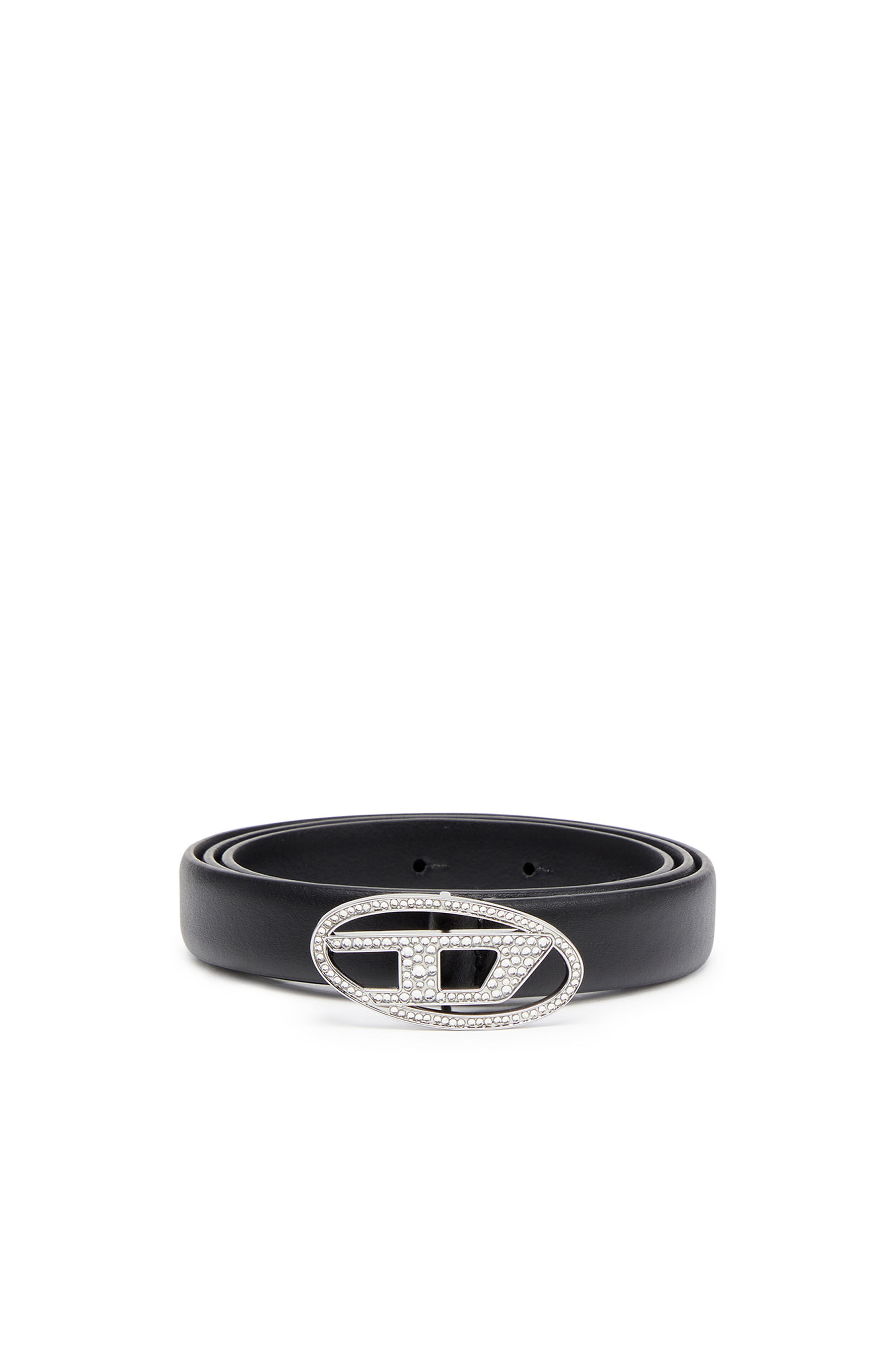 B-1DR STRASS 20 1.9cm slim leather belt with crystal buckle
