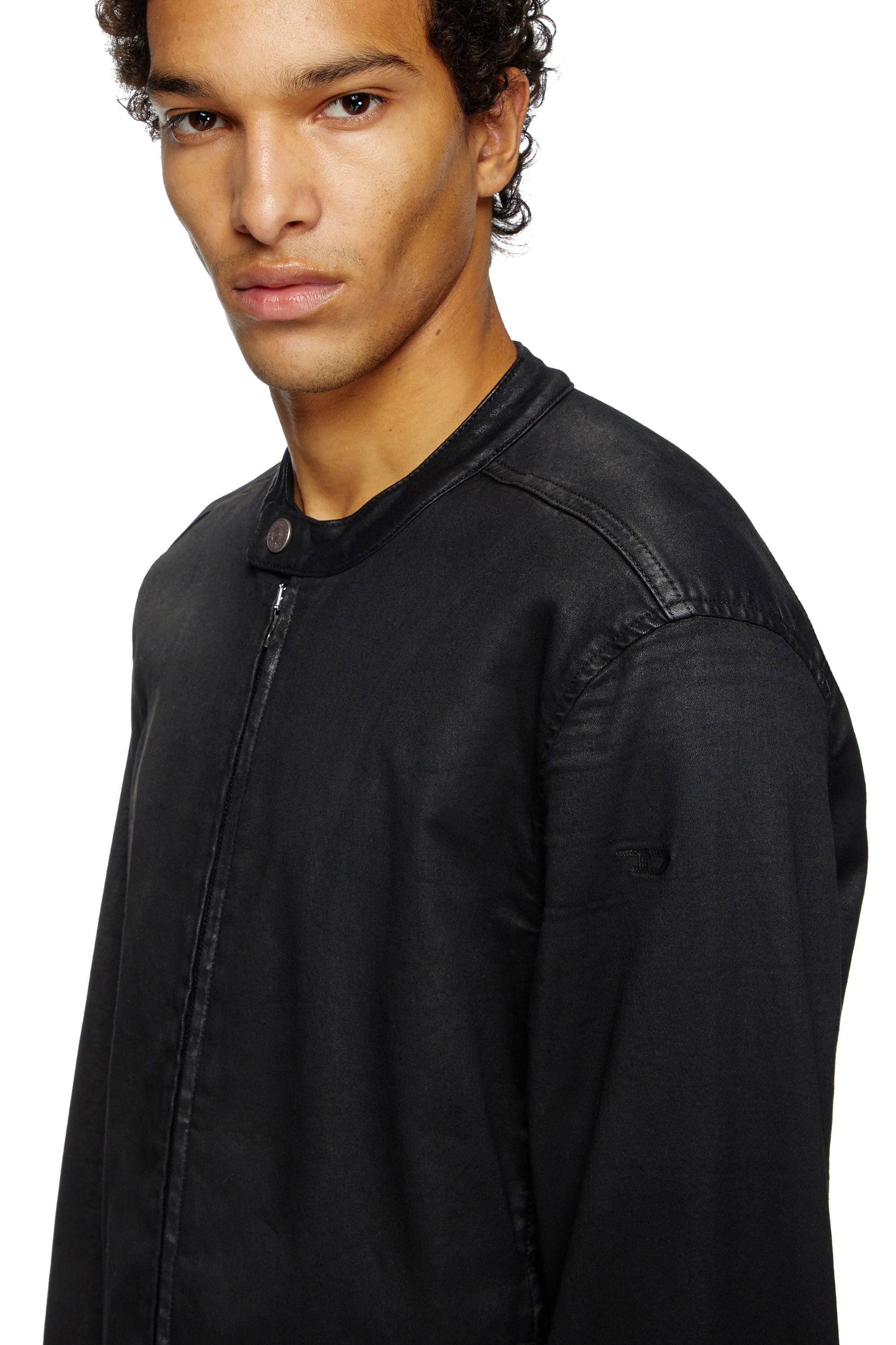 D-GLORY JOGG Moto jacket in coated JoggJeans｜ブラック｜メンズ｜DIESEL