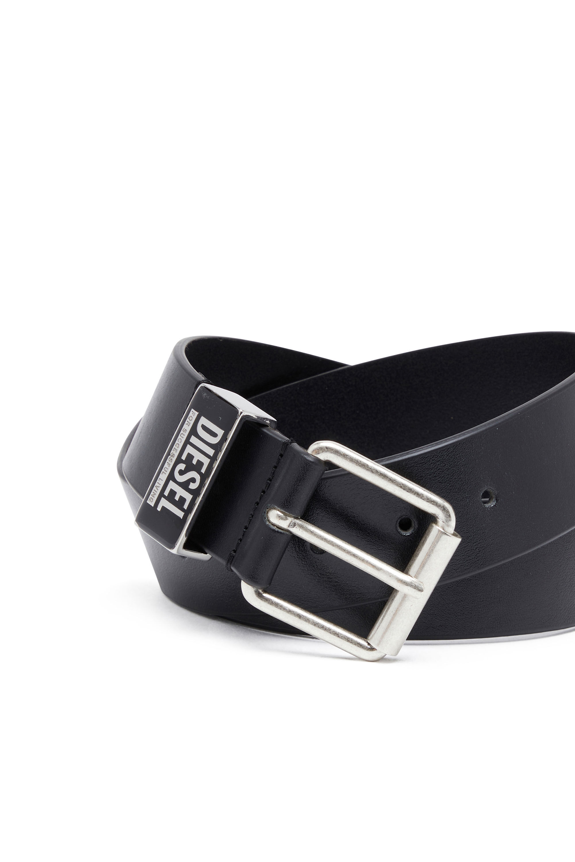B-GLOSSY LOOP 40 3.9cm leather belt with enamelled logo loop