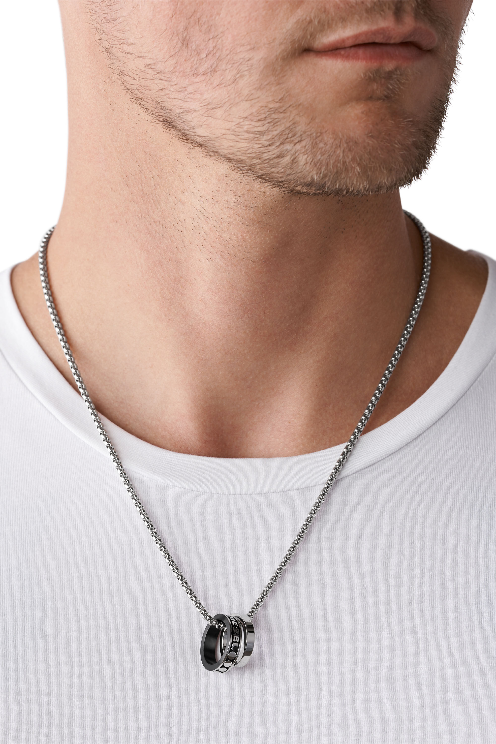 DIESEL®】ダブルリングシルバーネックレス dx1168｜ディーゼル公式